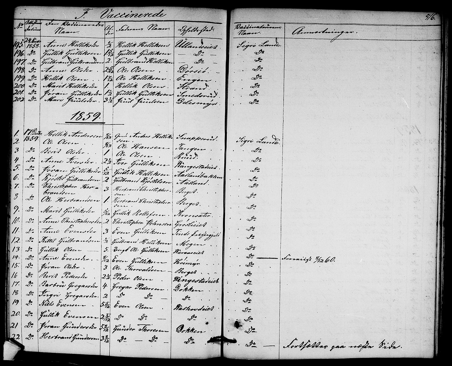 Flesberg kirkebøker, AV/SAKO-A-18/G/Ga/L0002: Parish register (copy) no. I 2, 1834-1860, p. 516