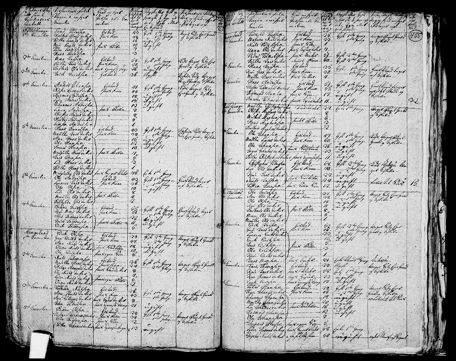 RA, 1801 census for 1245P Sund, 1801, p. 454b-455a