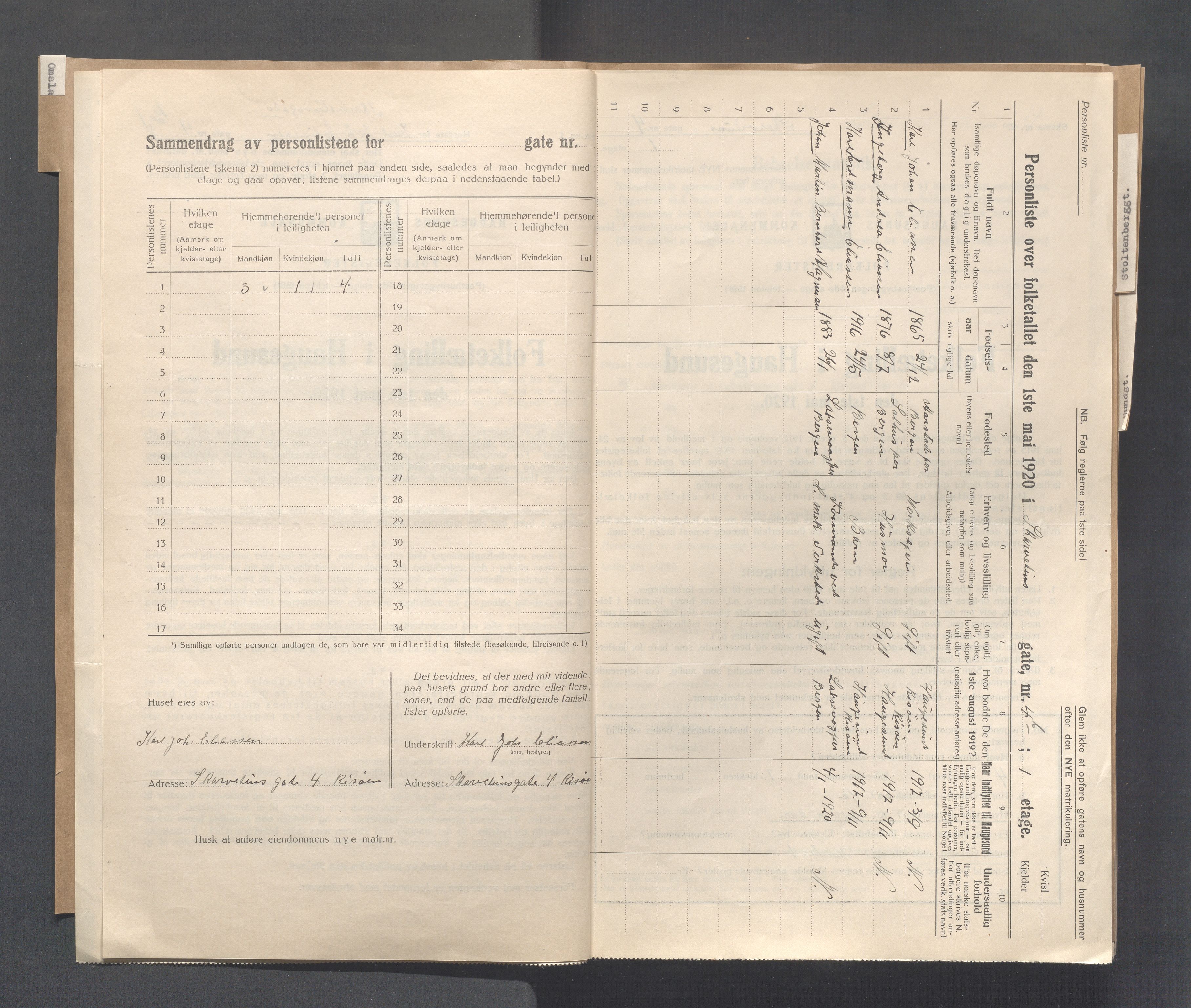 IKAR, Local census 1.5.1920 for Haugesund, 1920, p. 6745