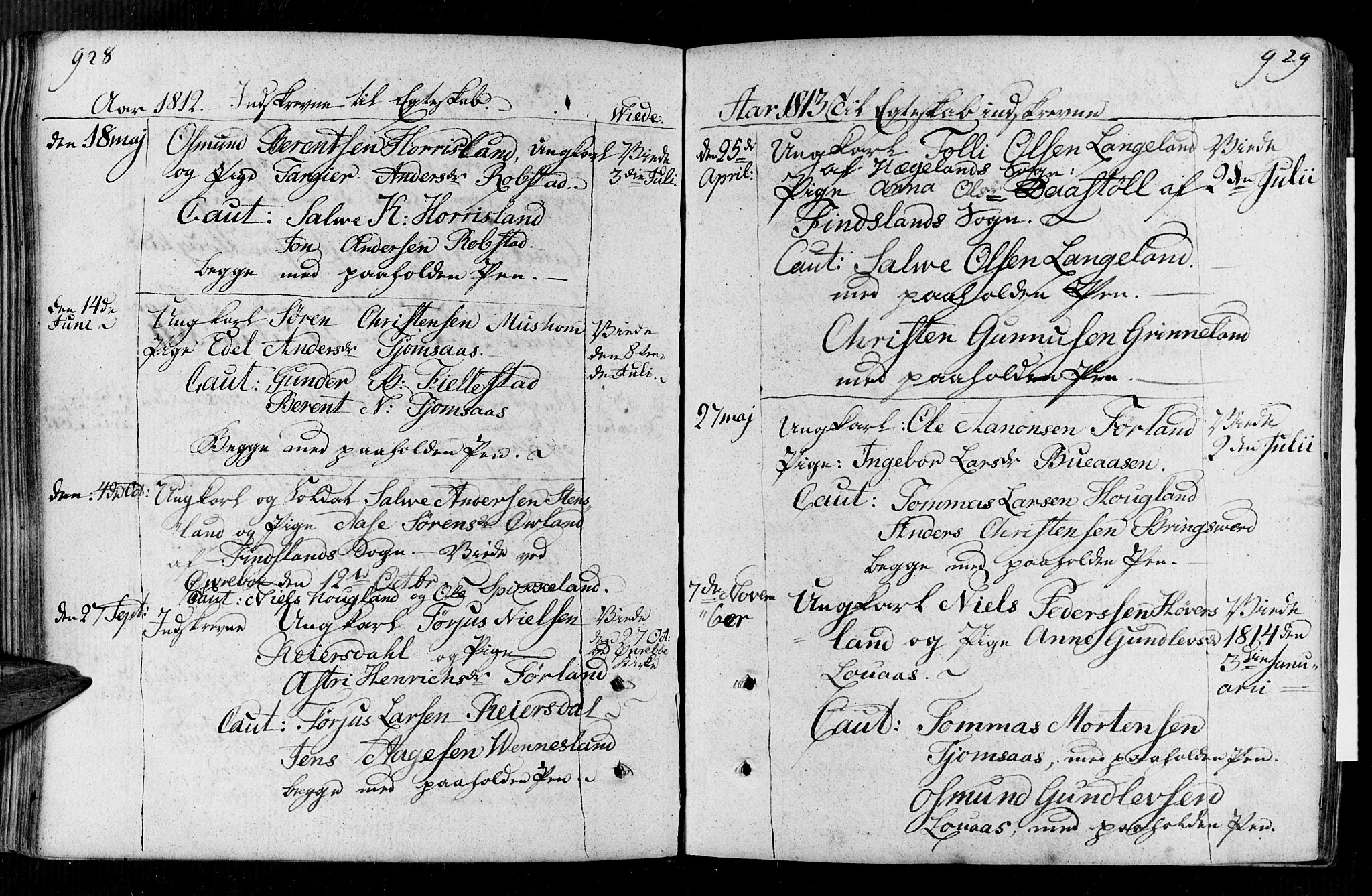 Vennesla sokneprestkontor, AV/SAK-1111-0045/Fa/Faa/L0002: Parish register (official) no. A 2, 1785-1834, p. 928-929