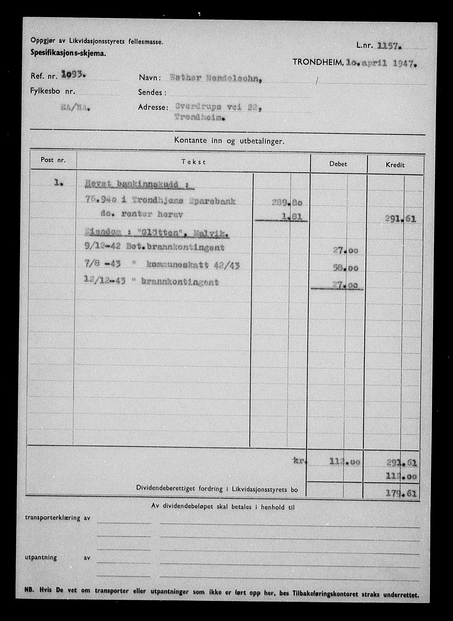 Justisdepartementet, Tilbakeføringskontoret for inndratte formuer, AV/RA-S-1564/H/Hc/Hca/L0904: --, 1945-1947, p. 490