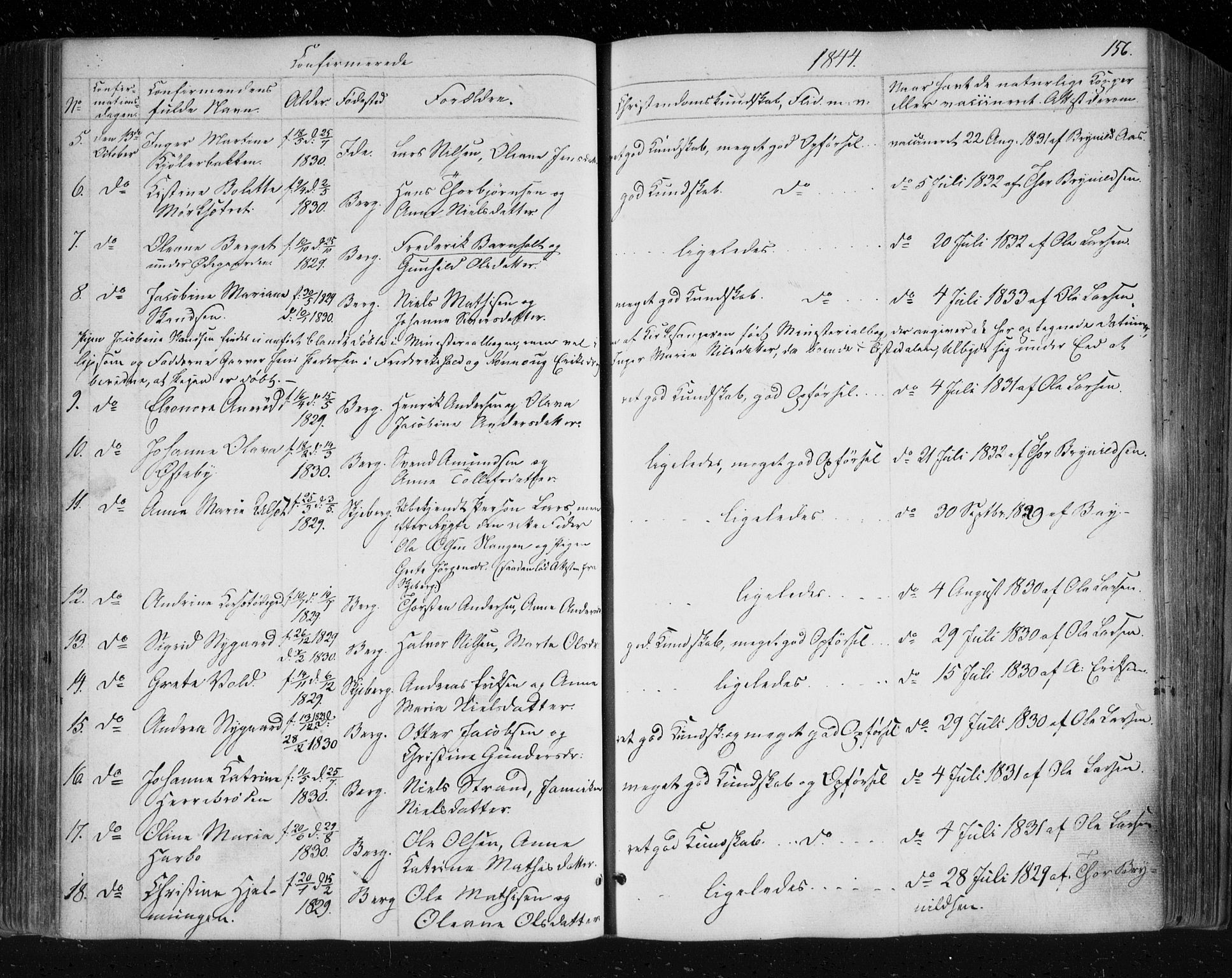 Berg prestekontor Kirkebøker, AV/SAO-A-10902/F/Fa/L0004: Parish register (official) no. I 4, 1843-1860, p. 156