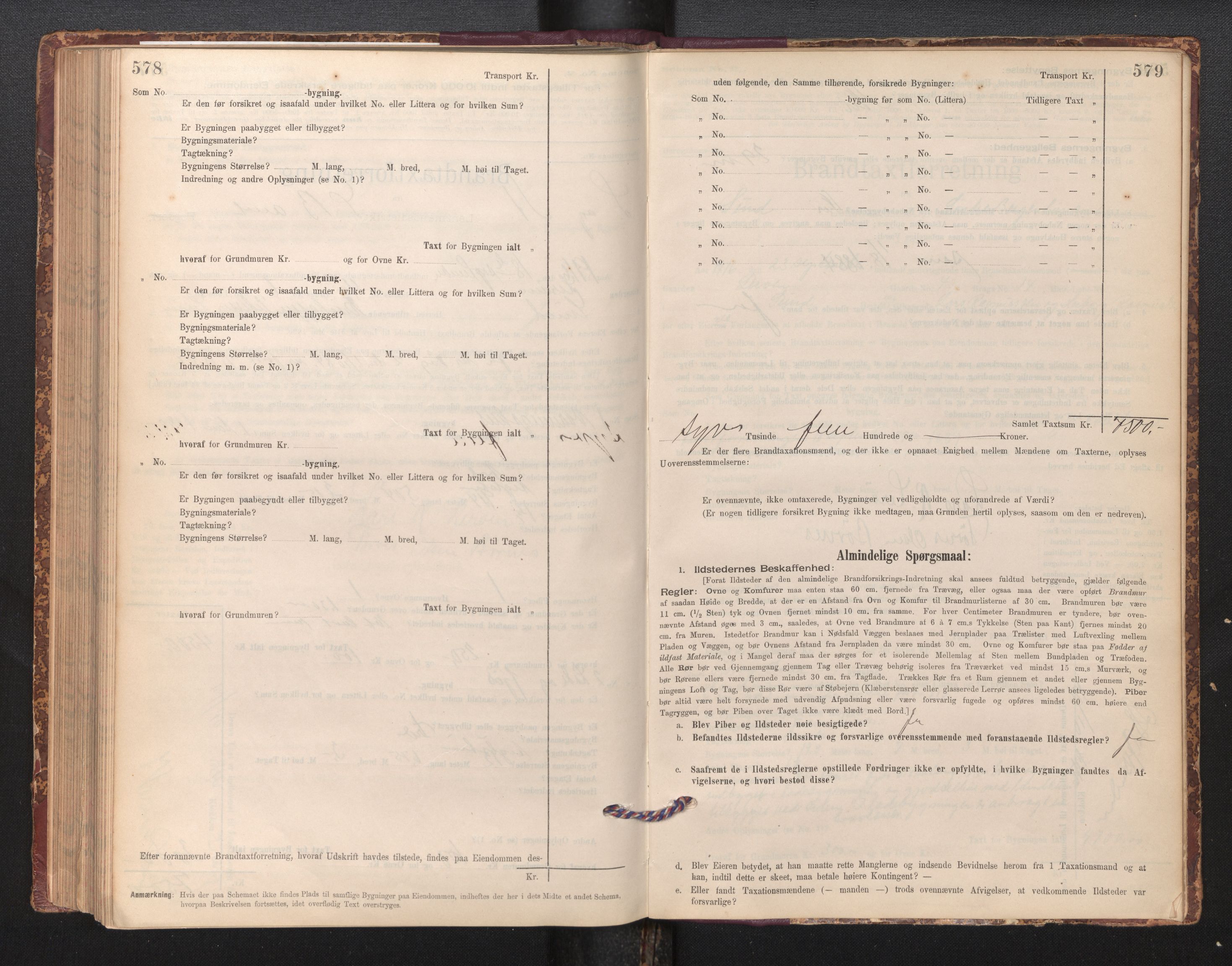 Lensmannen i Sund og Austevoll, SAB/A-35201/0012/L0003: Branntakstprotokoll, skjematakst, 1894-1917, p. 578-579