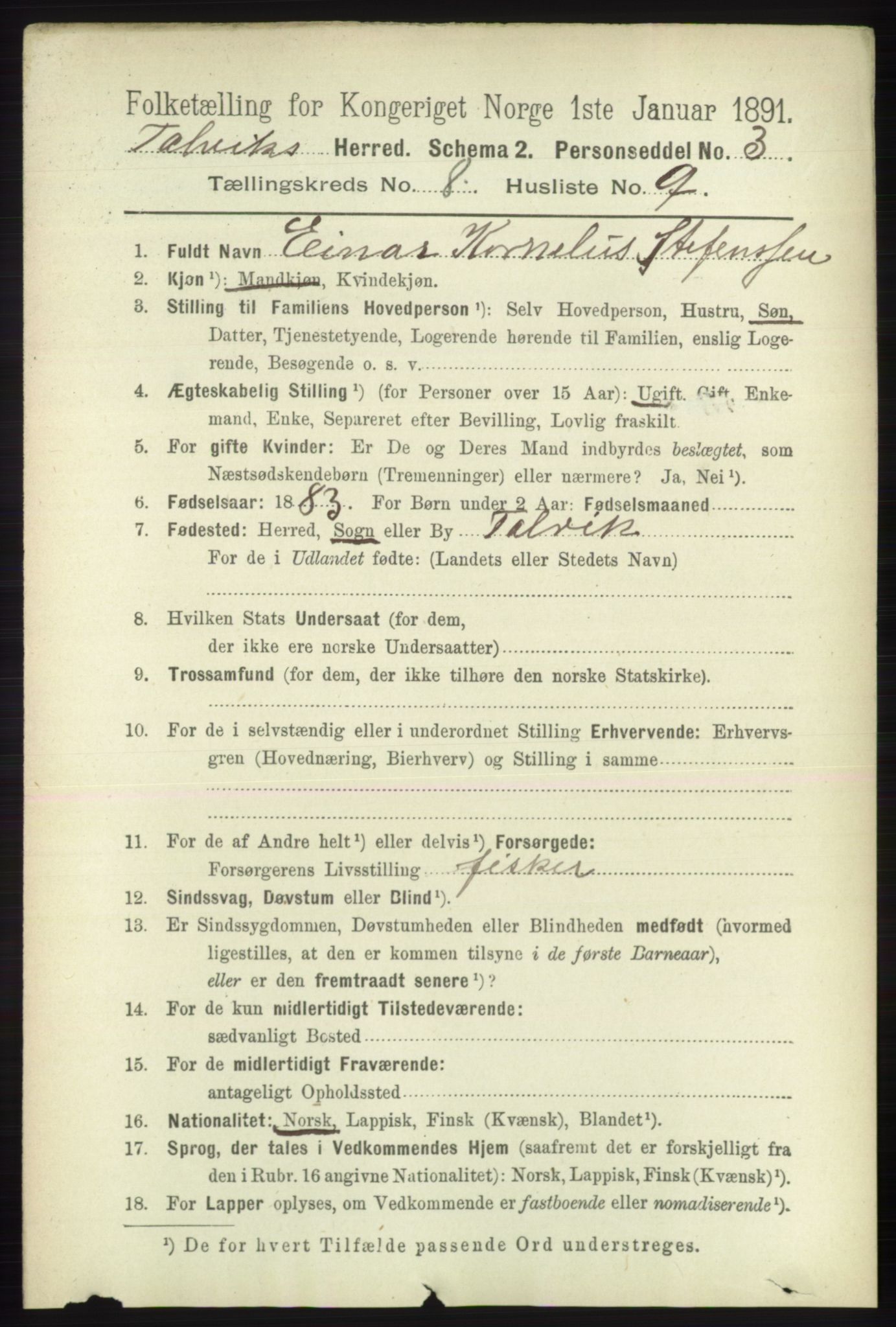 RA, 1891 census for 2013 Talvik, 1891, p. 2101