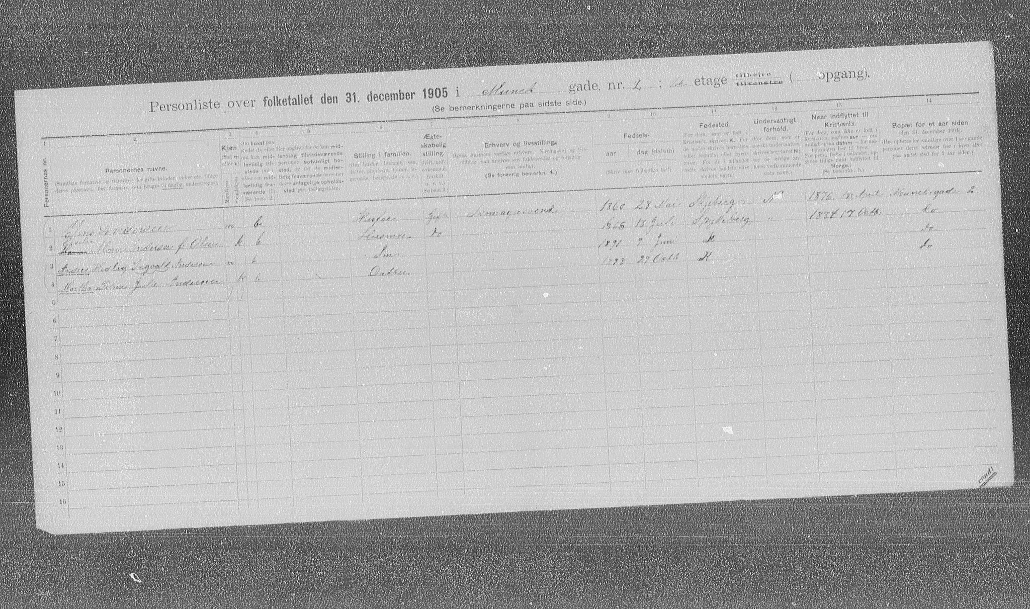 OBA, Municipal Census 1905 for Kristiania, 1905, p. 34983