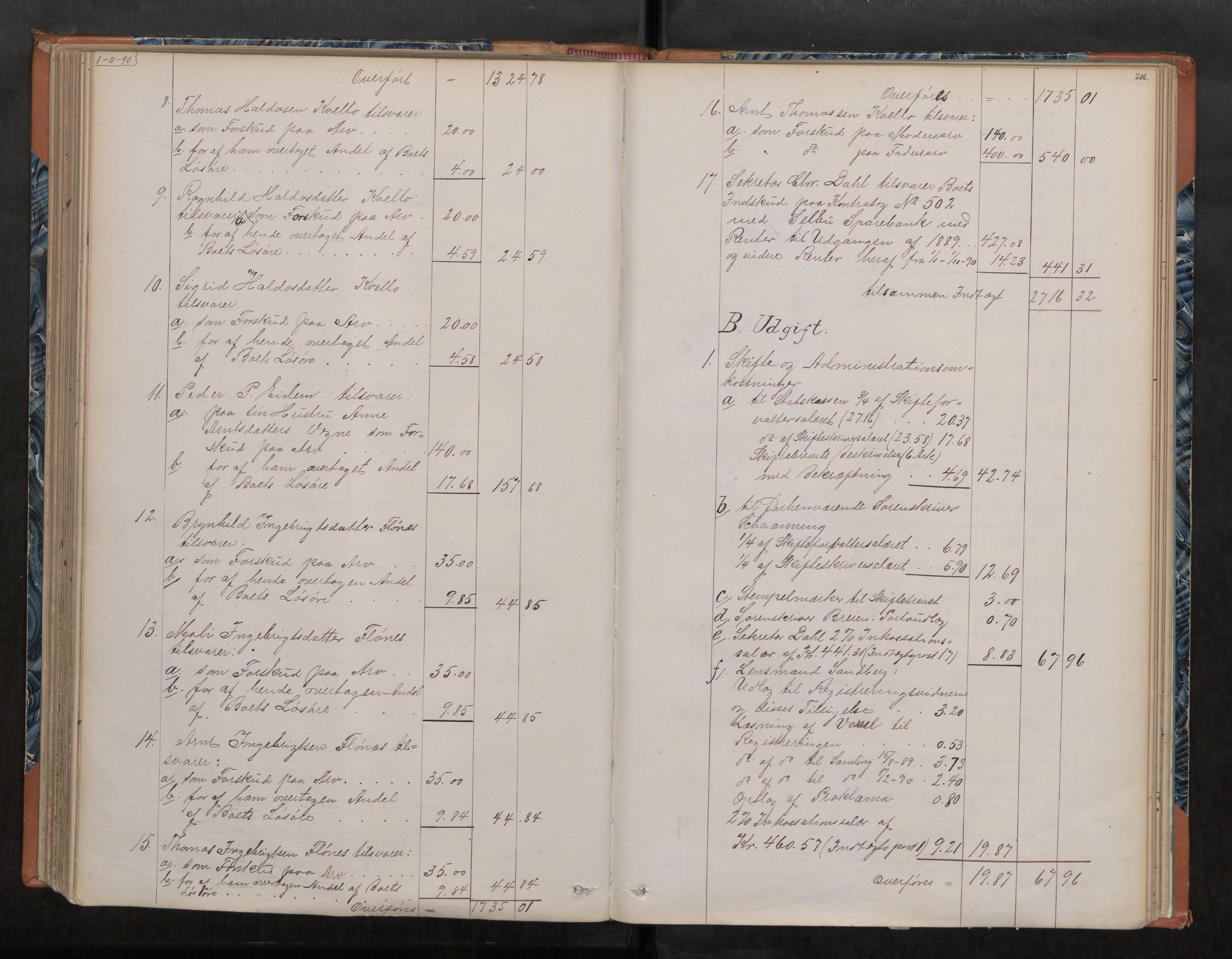 Strinda og Selbu sorenskriveri, AV/SAT-A-0015/3/3A/3Aa/L0015: Skifteutlodningsprot. 4a, 1875-1894, p. 206