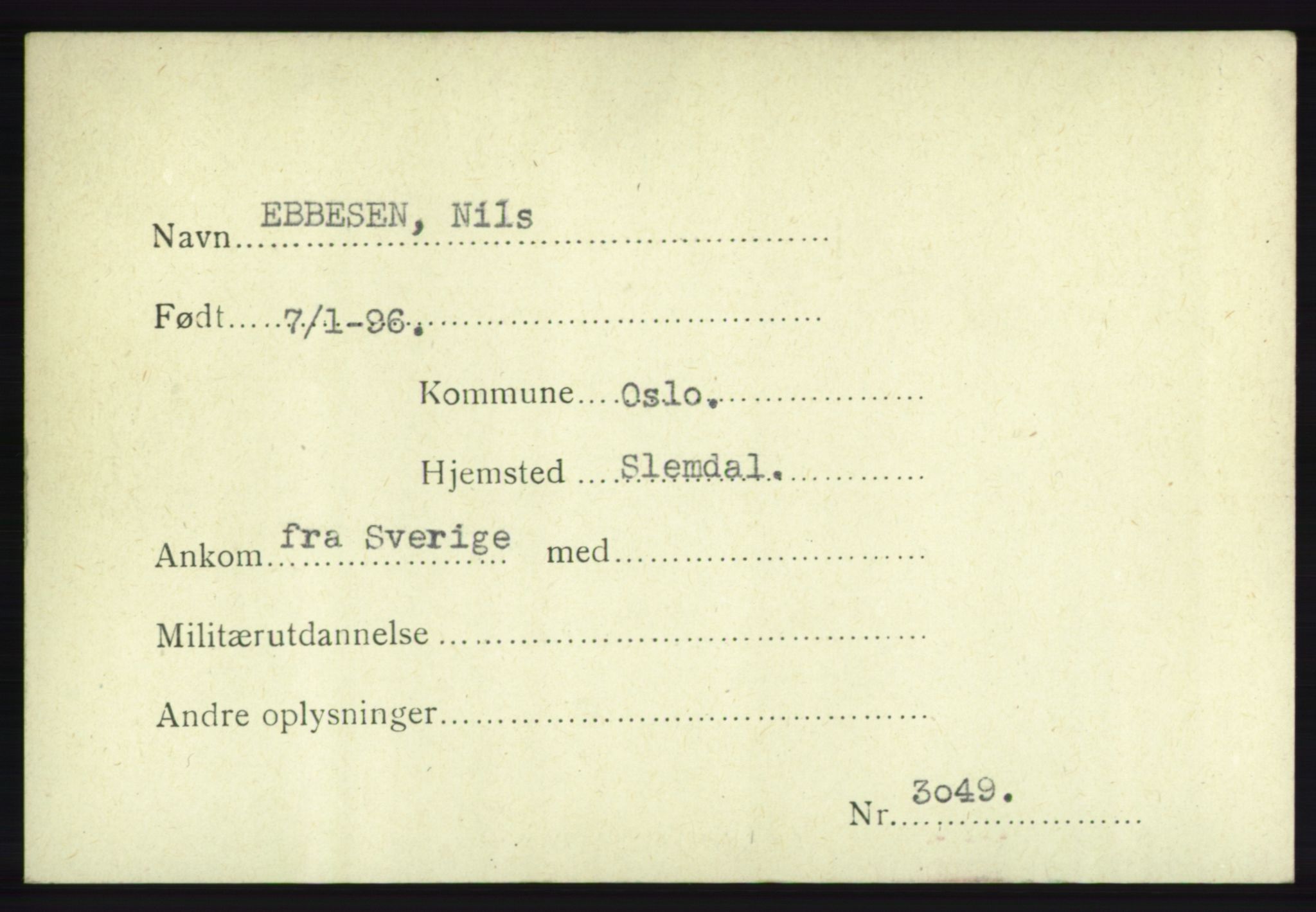 Forsvarets Overkommando. 2. kontor. Arkiv 8.1. Mottakersentralen FDE og FO.II, AV/RA-RAFA-6952/P/Pa/L0005a: Eagleson - Ericson, 1940-1945, p. 7