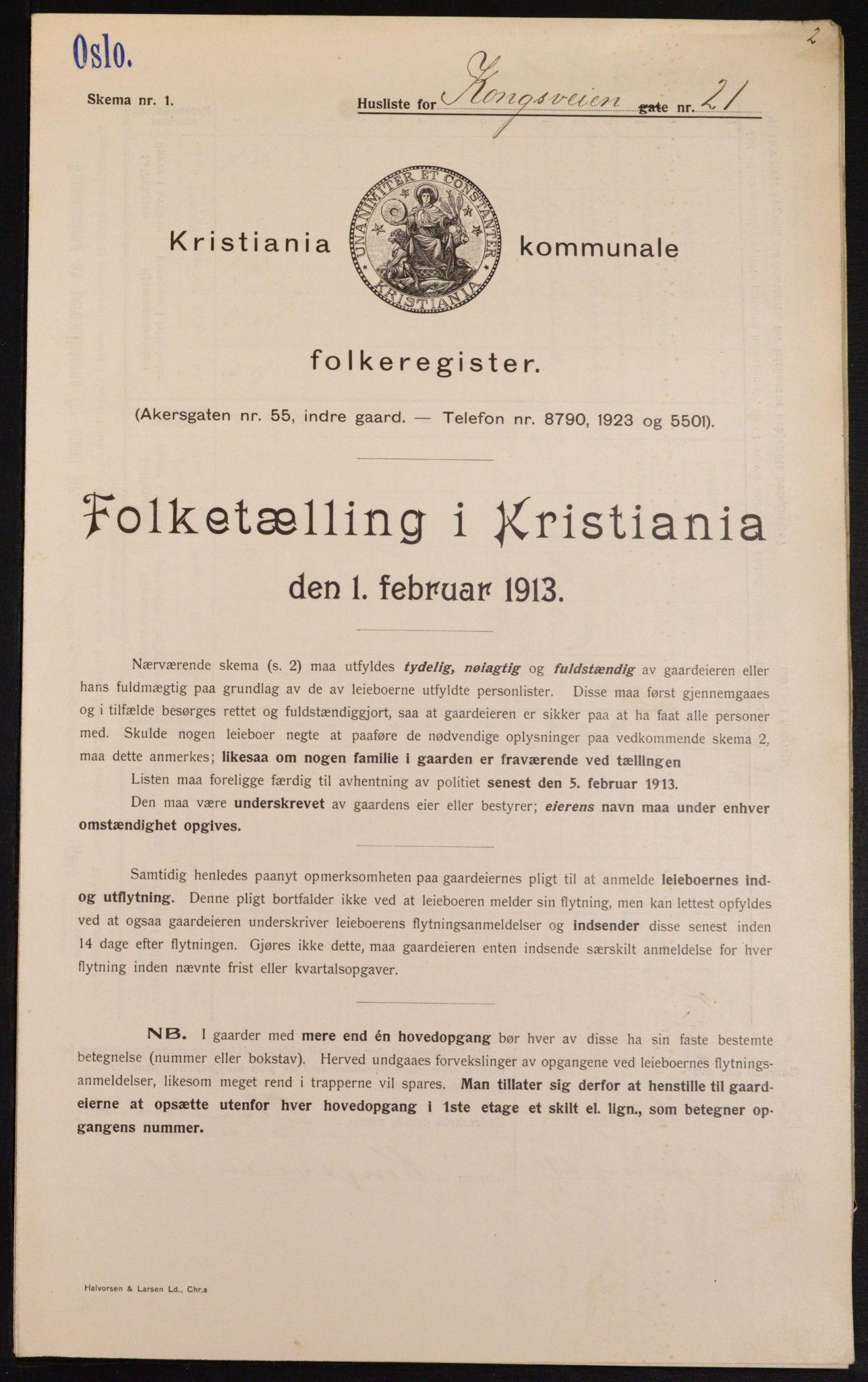 OBA, Municipal Census 1913 for Kristiania, 1913, p. 52712