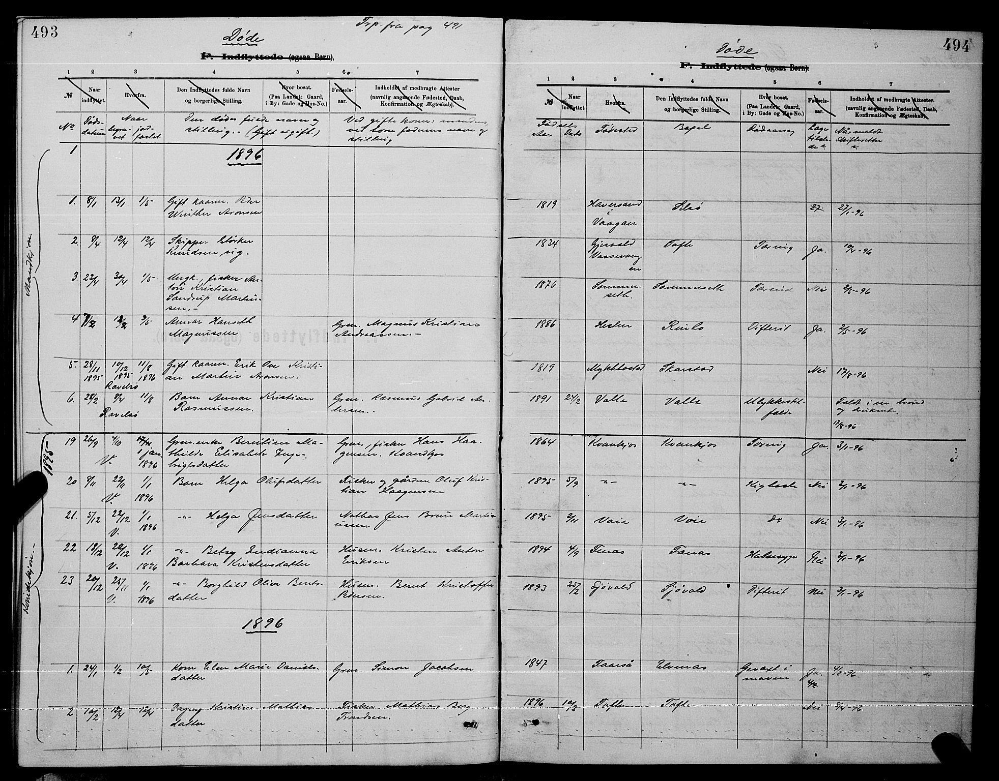 Ministerialprotokoller, klokkerbøker og fødselsregistre - Nordland, AV/SAT-A-1459/872/L1047: Parish register (copy) no. 872C03, 1880-1897, p. 493-494