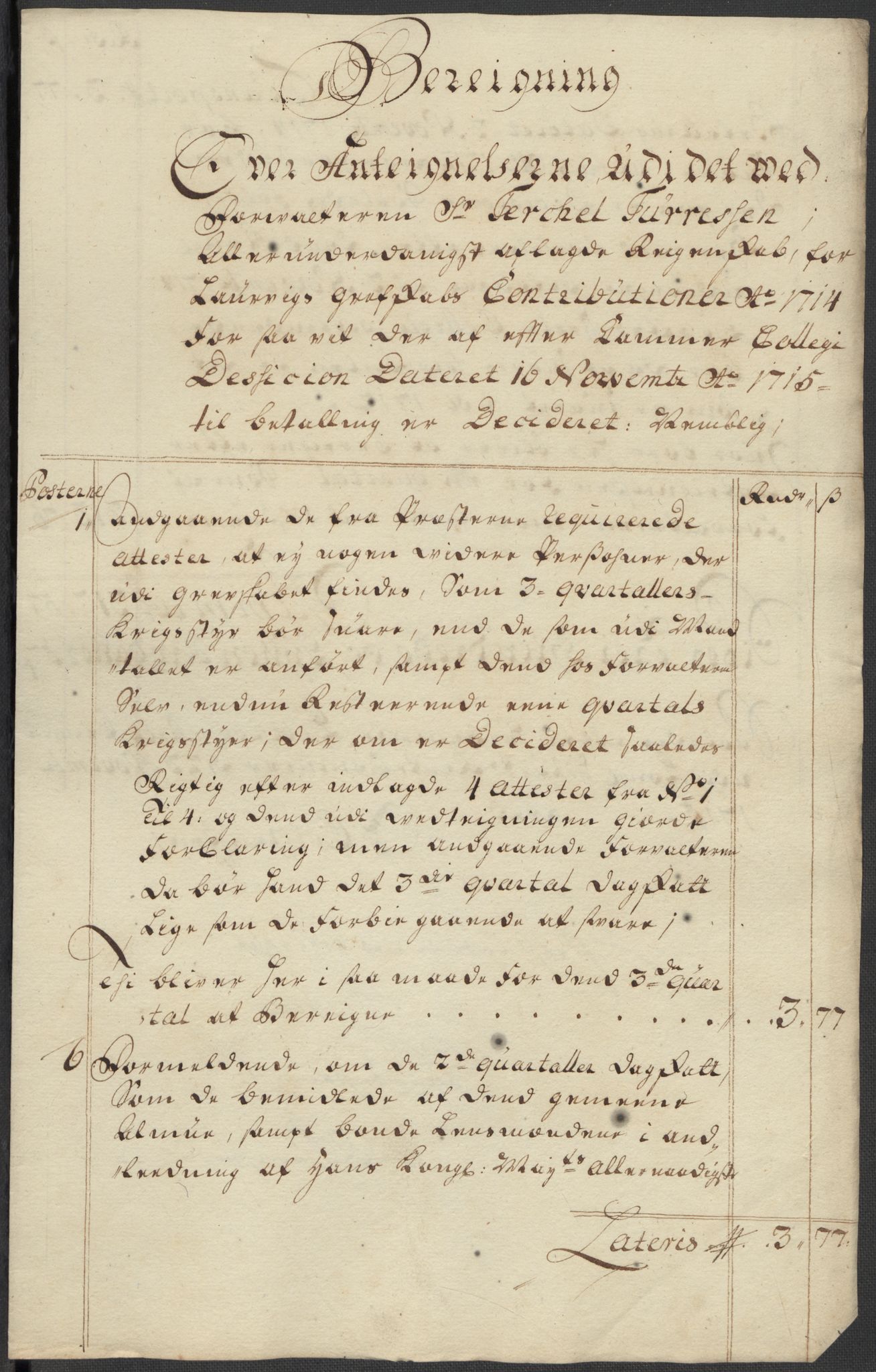 Rentekammeret inntil 1814, Reviderte regnskaper, Fogderegnskap, RA/EA-4092/R33/L1986: Fogderegnskap Larvik grevskap, 1714-1715, p. 494