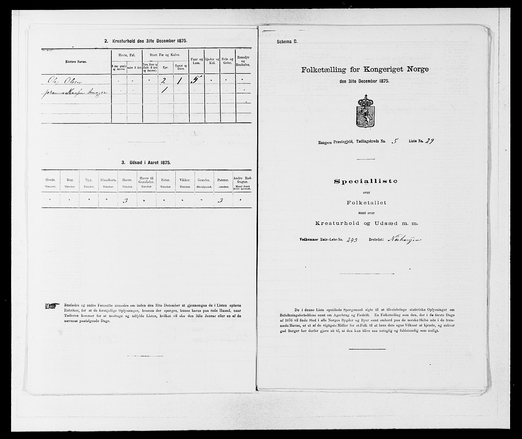 SAB, 1875 census for 1261P Manger, 1875, p. 762