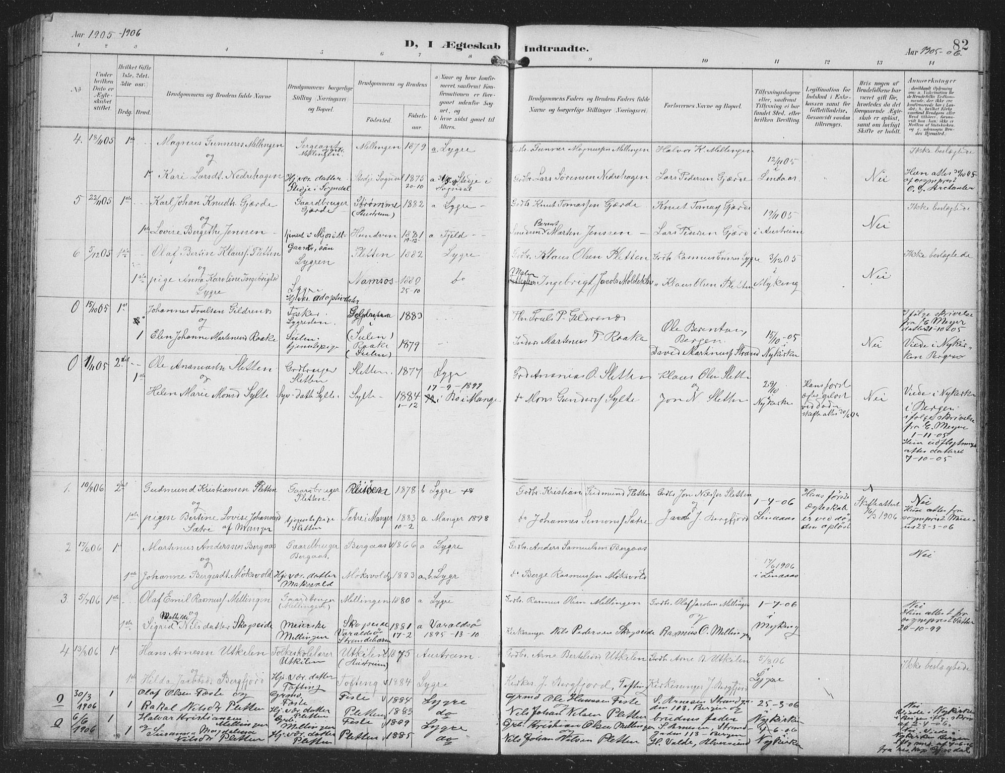 Alversund Sokneprestembete, SAB/A-73901/H/Ha/Hab: Parish register (copy) no. B 4, 1897-1914, p. 82