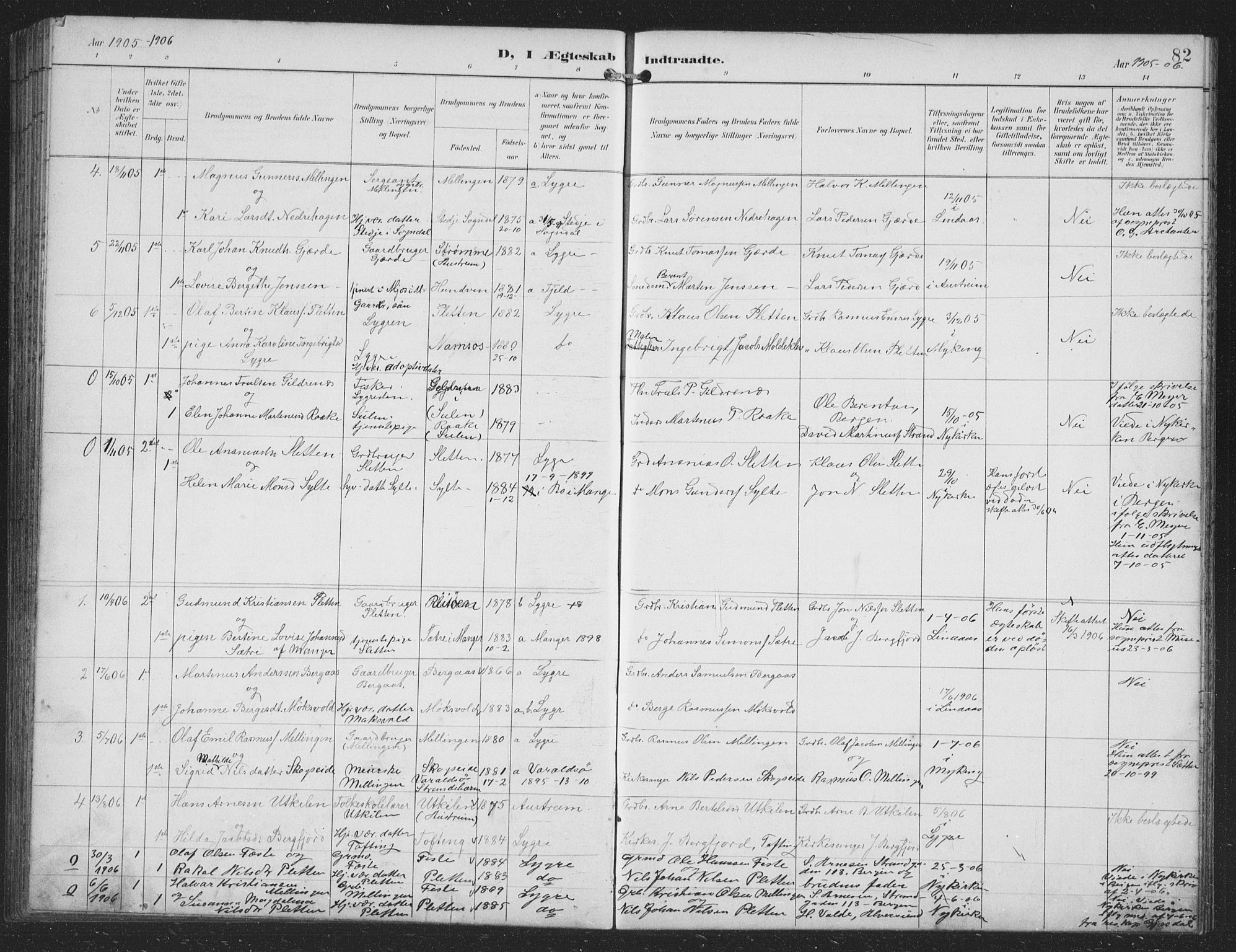 Alversund Sokneprestembete, AV/SAB-A-73901/H/Ha/Hab: Parish register (copy) no. B 4, 1897-1914, p. 82