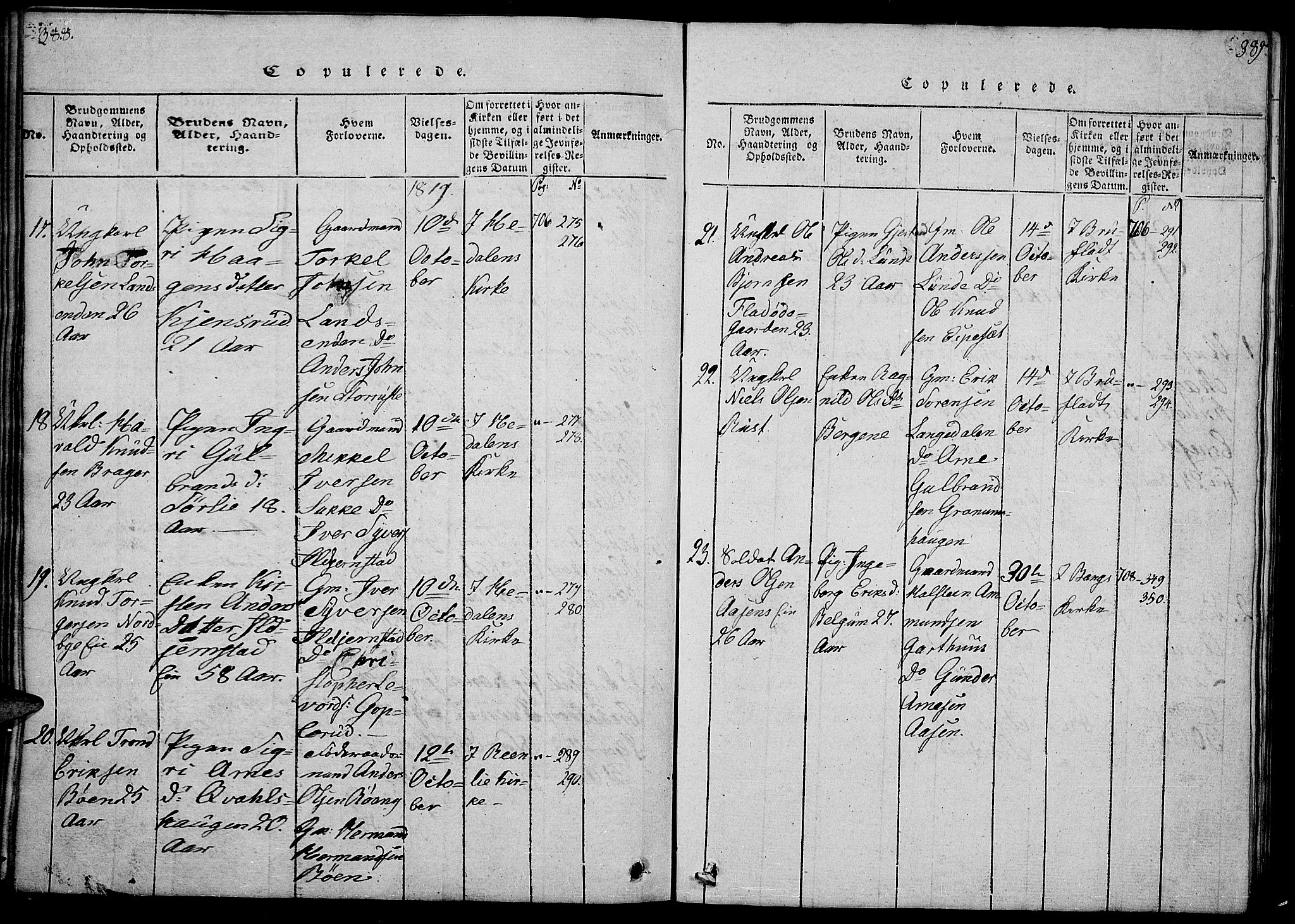 Sør-Aurdal prestekontor, SAH/PREST-128/H/Ha/Hab/L0001: Parish register (copy) no. 1, 1815-1826, p. 388-389