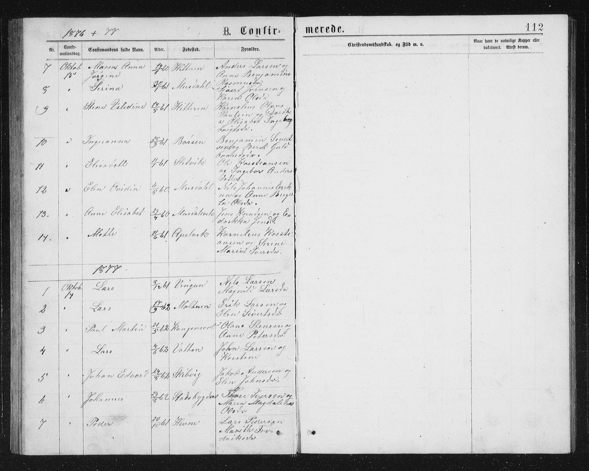 Ministerialprotokoller, klokkerbøker og fødselsregistre - Sør-Trøndelag, SAT/A-1456/662/L0756: Parish register (copy) no. 662C01, 1869-1891, p. 112
