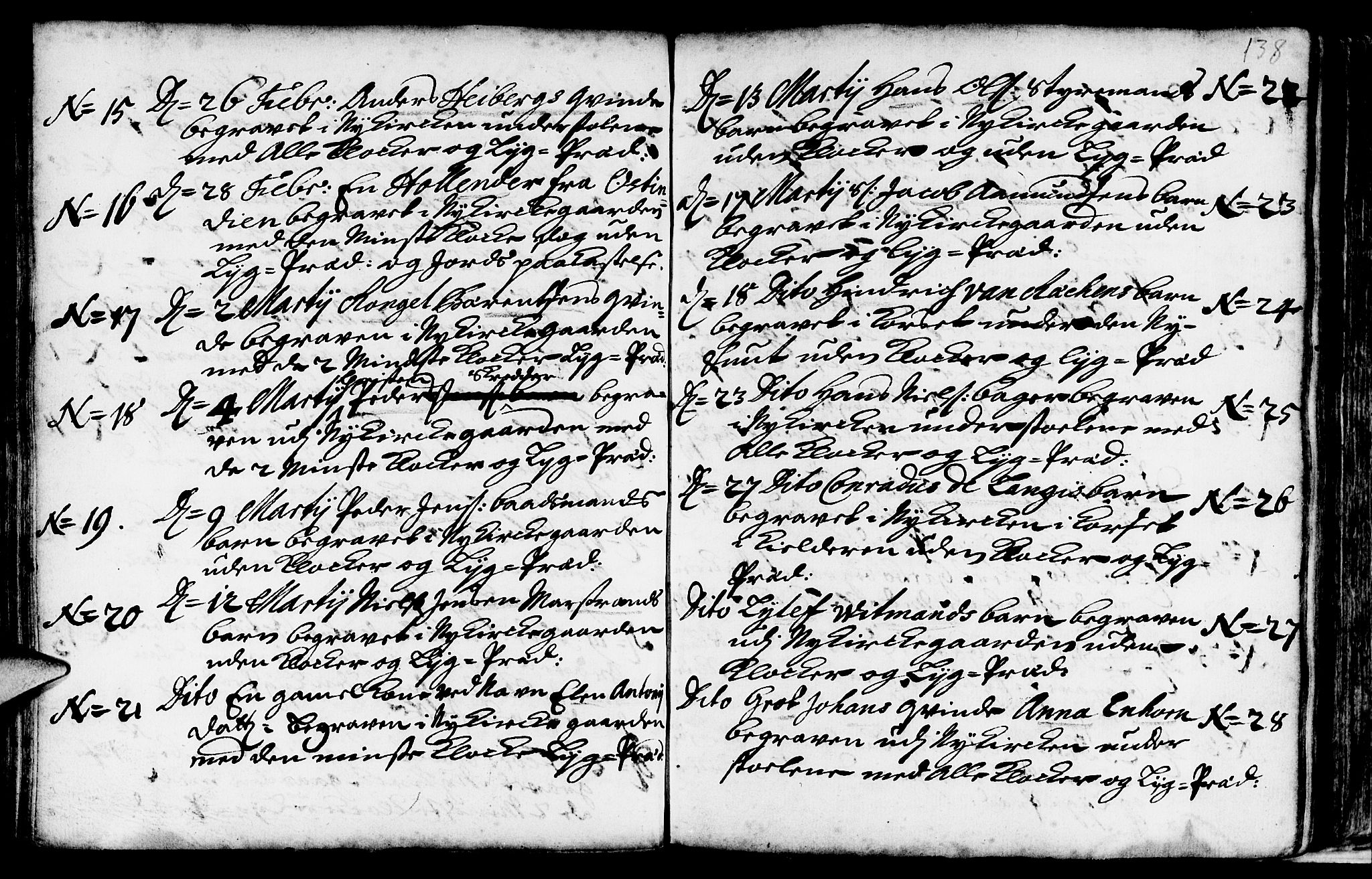 Nykirken Sokneprestembete, AV/SAB-A-77101/H/Haa/L0009: Parish register (official) no. A 9, 1689-1759, p. 138