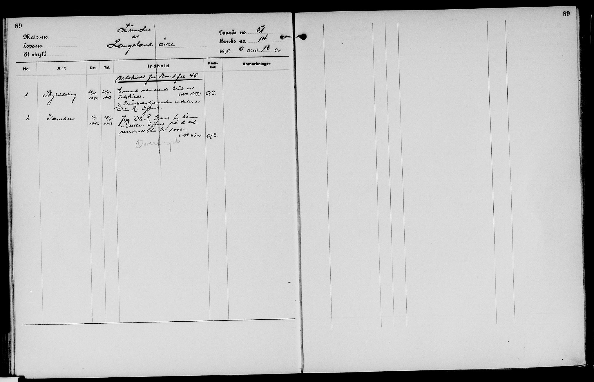 Vinger og Odal sorenskriveri, SAH/TING-022/H/Ha/Hac/Hacc/L0008: Mortgage register no. 3.8, 1923, p. 89