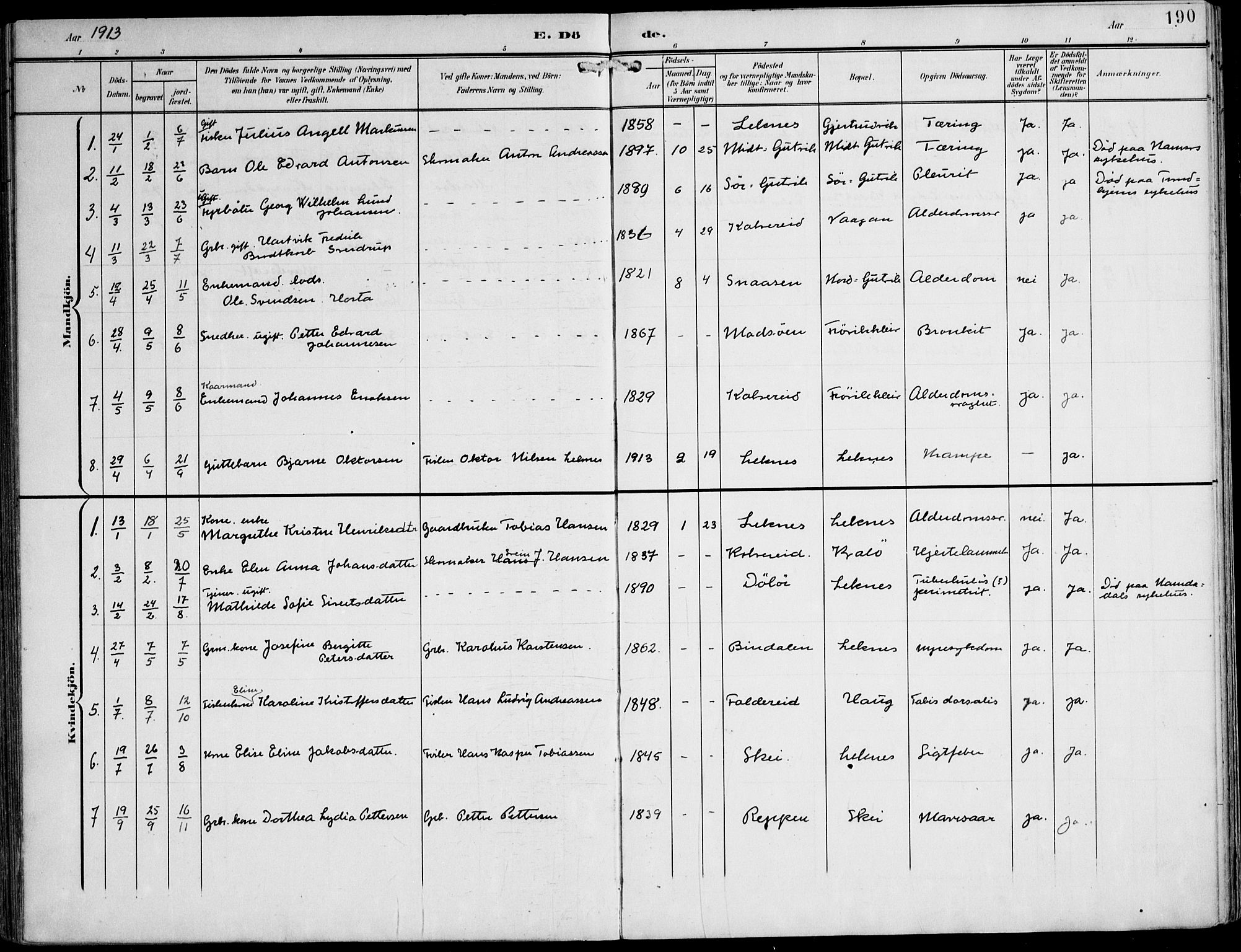 Ministerialprotokoller, klokkerbøker og fødselsregistre - Nord-Trøndelag, AV/SAT-A-1458/788/L0698: Parish register (official) no. 788A05, 1902-1921, p. 190