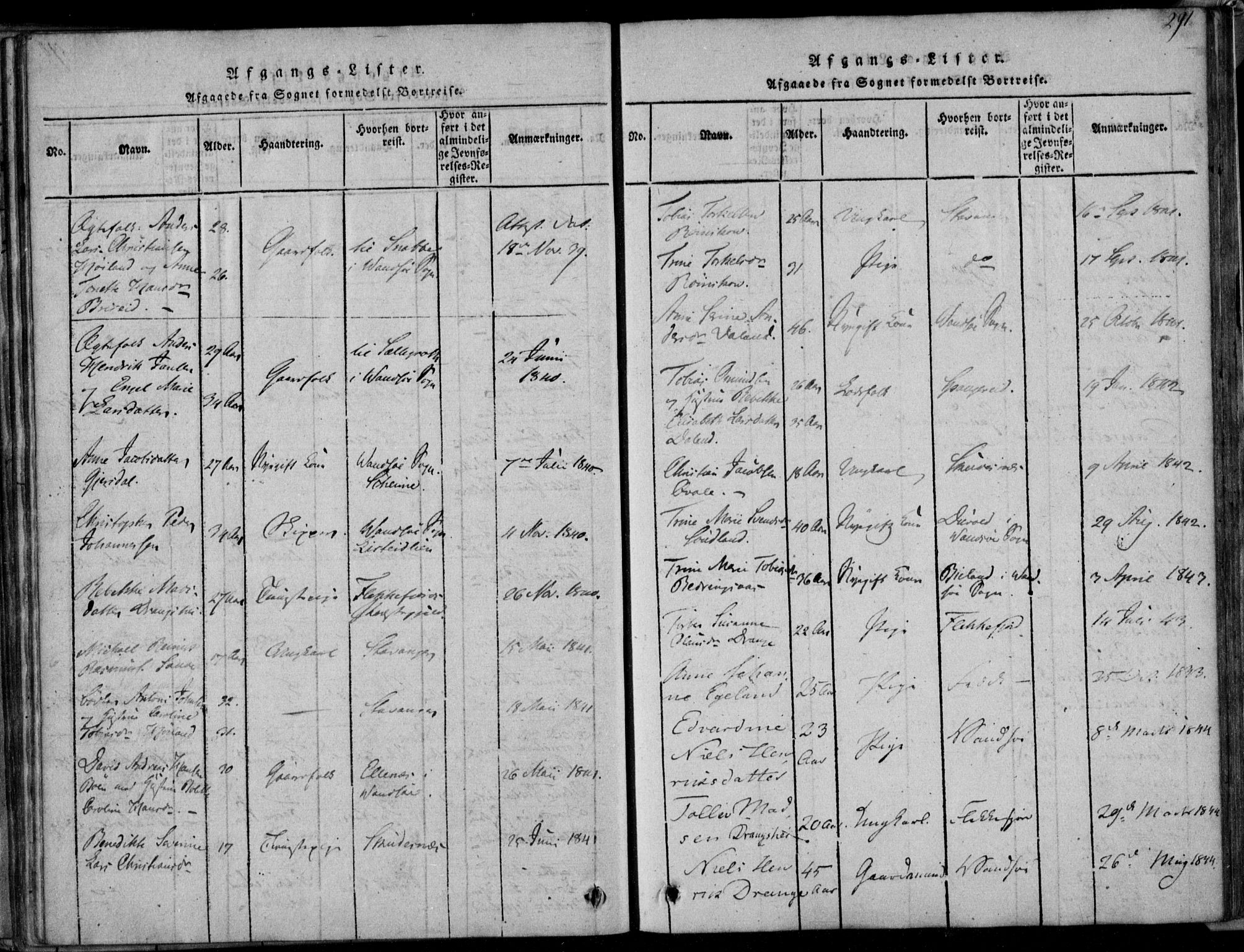 Herad sokneprestkontor, AV/SAK-1111-0018/F/Fa/Faa/L0003: Parish register (official) no. A 3, 1816-1844, p. 291