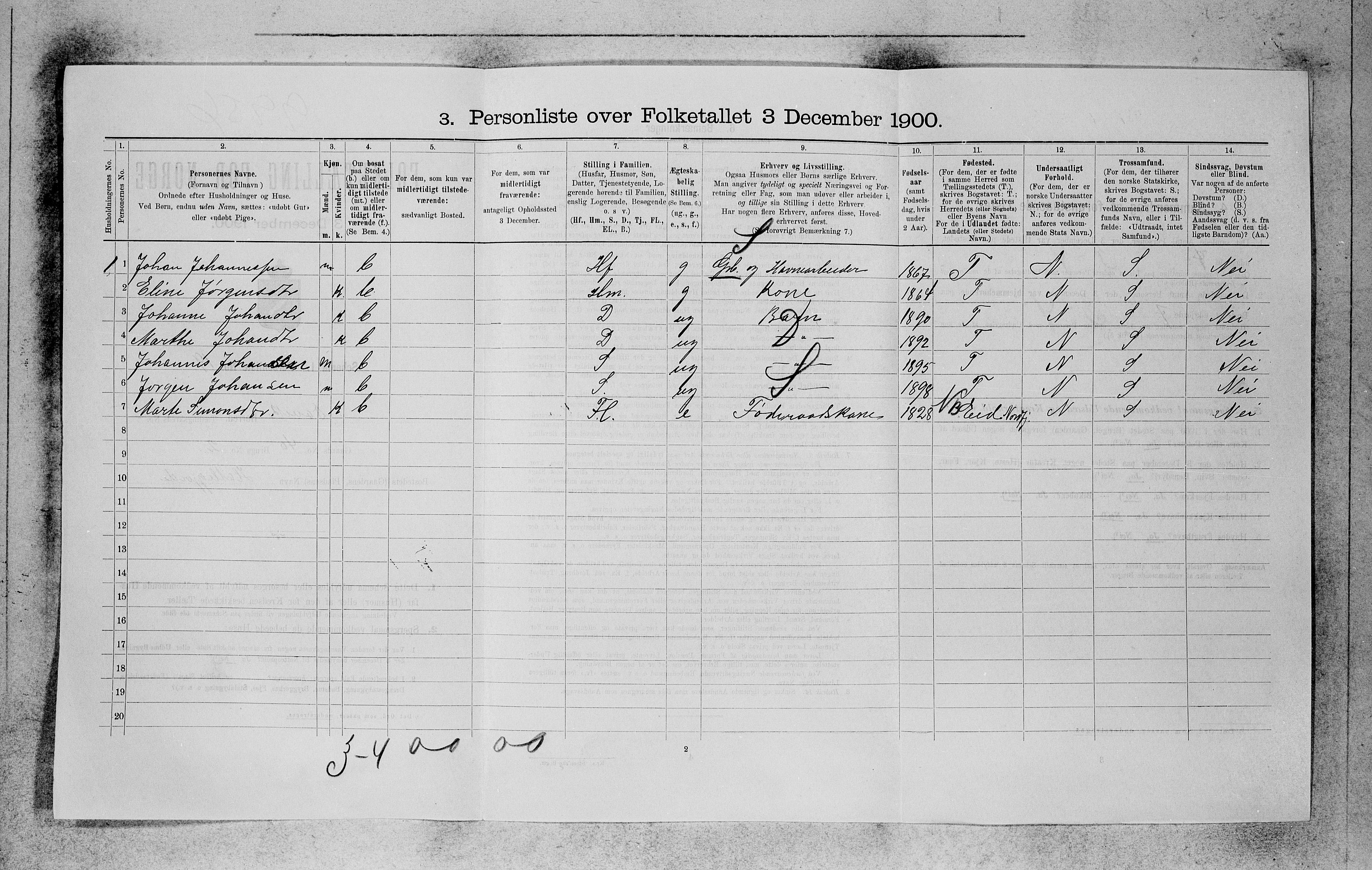 SAB, 1900 census for Davik, 1900, p. 423