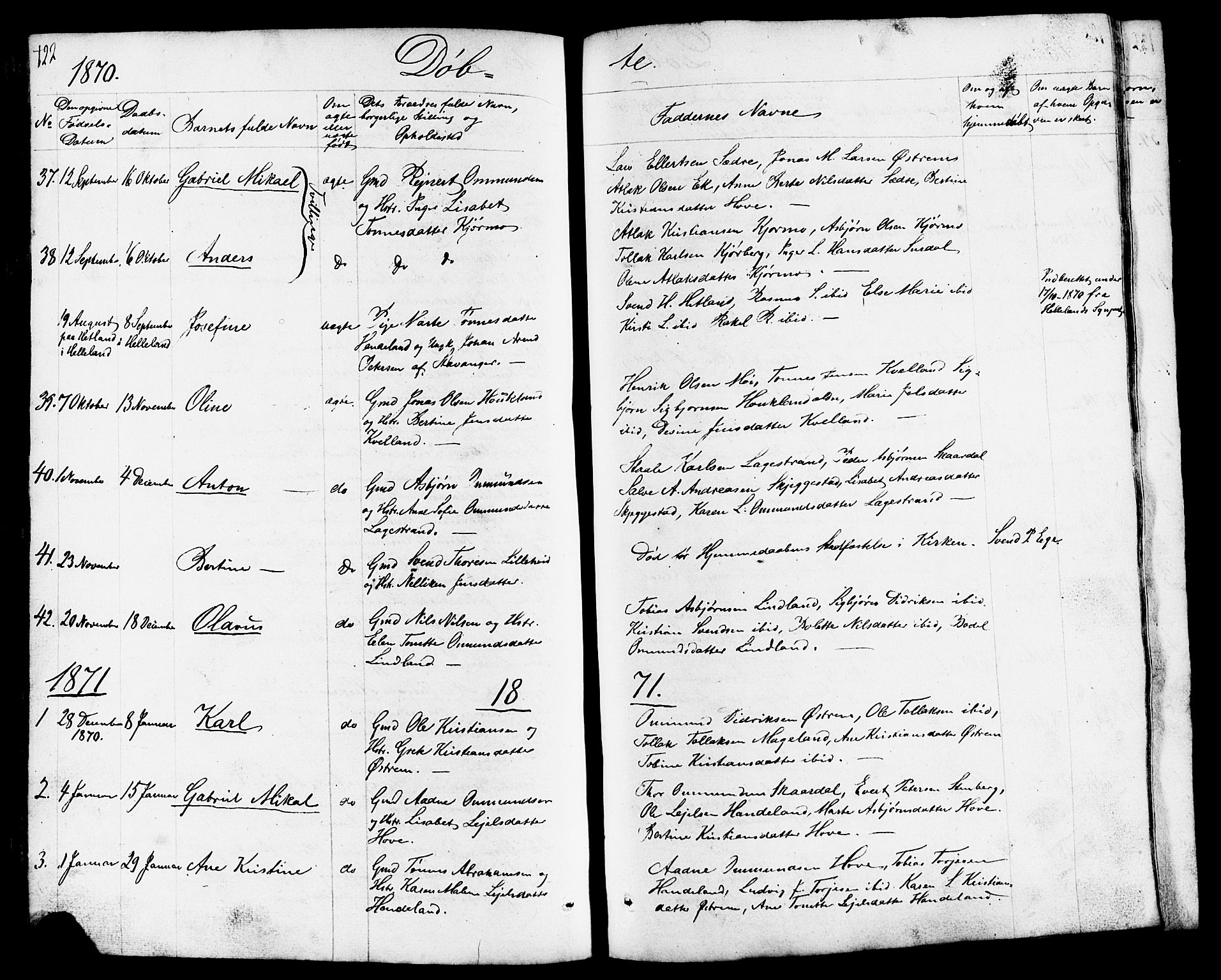 Lund sokneprestkontor, AV/SAST-A-101809/S07/L0003: Parish register (copy) no. B 3, 1848-1885, p. 122