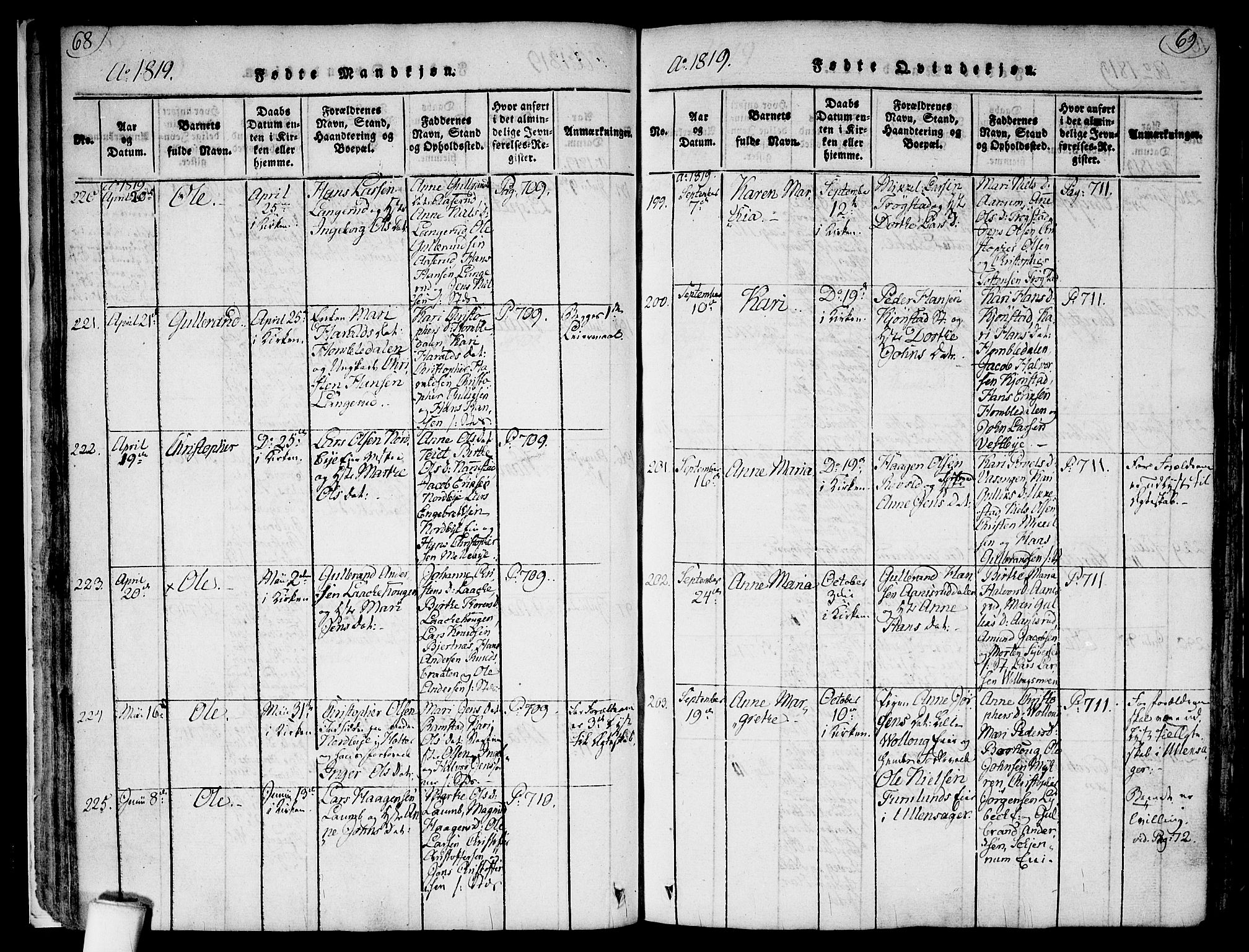 Nannestad prestekontor Kirkebøker, AV/SAO-A-10414a/F/Fa/L0009: Parish register (official) no. I 9, 1815-1840, p. 68-69