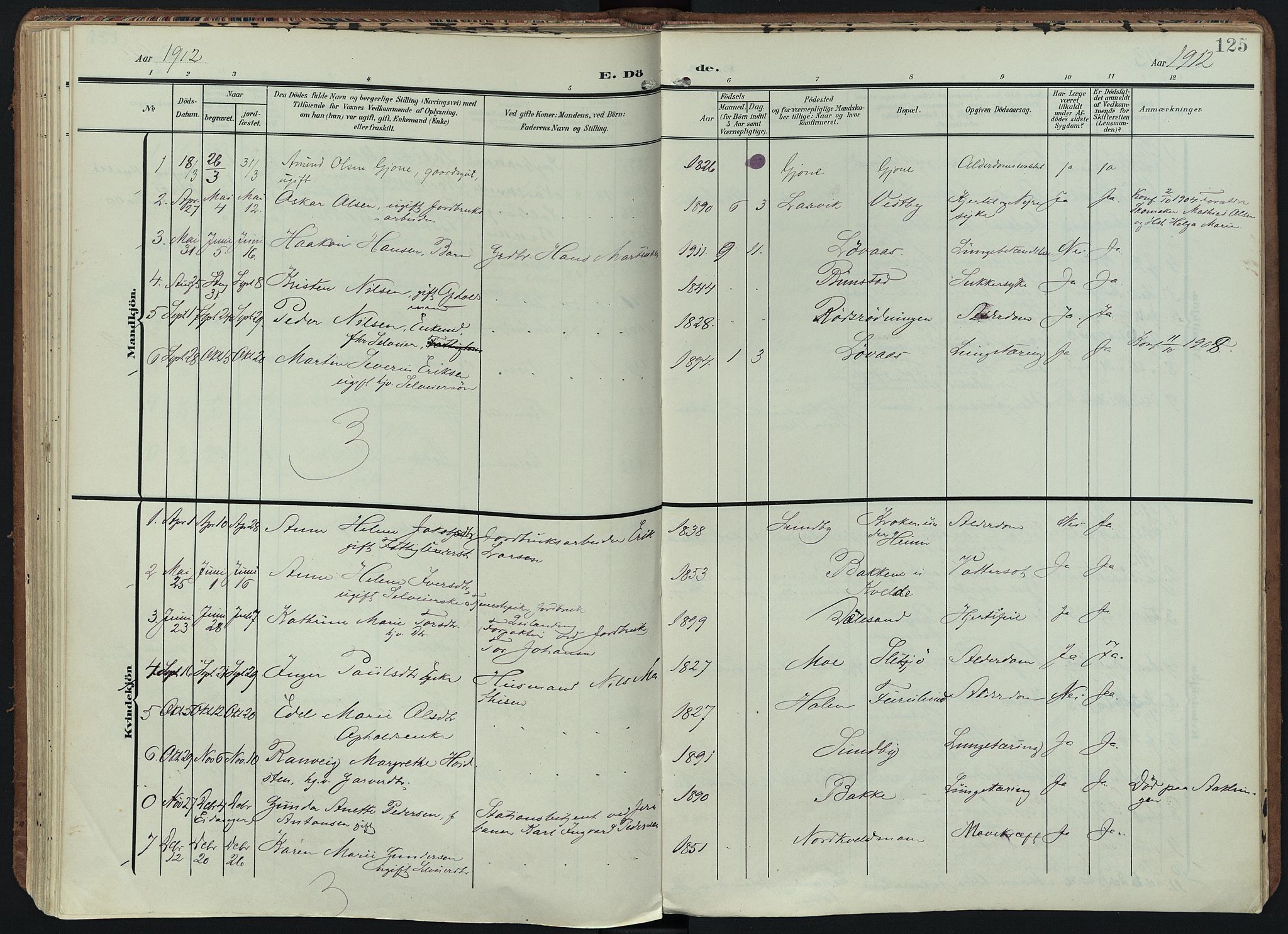 Hedrum kirkebøker, SAKO/A-344/F/Fb/L0002: Parish register (official) no. II 2, 1906-1924, p. 125