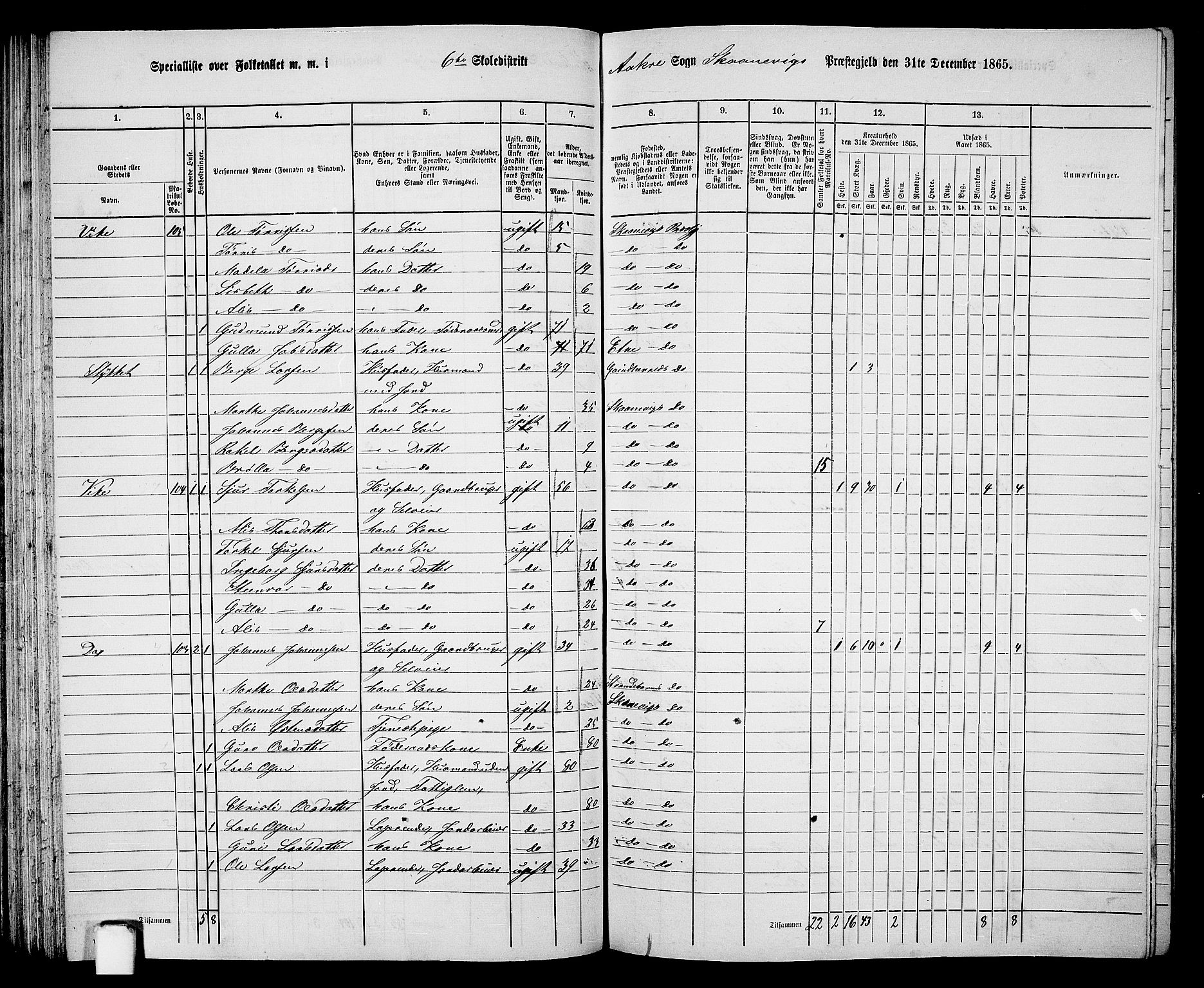 RA, 1865 census for Skånevik, 1865, p. 96