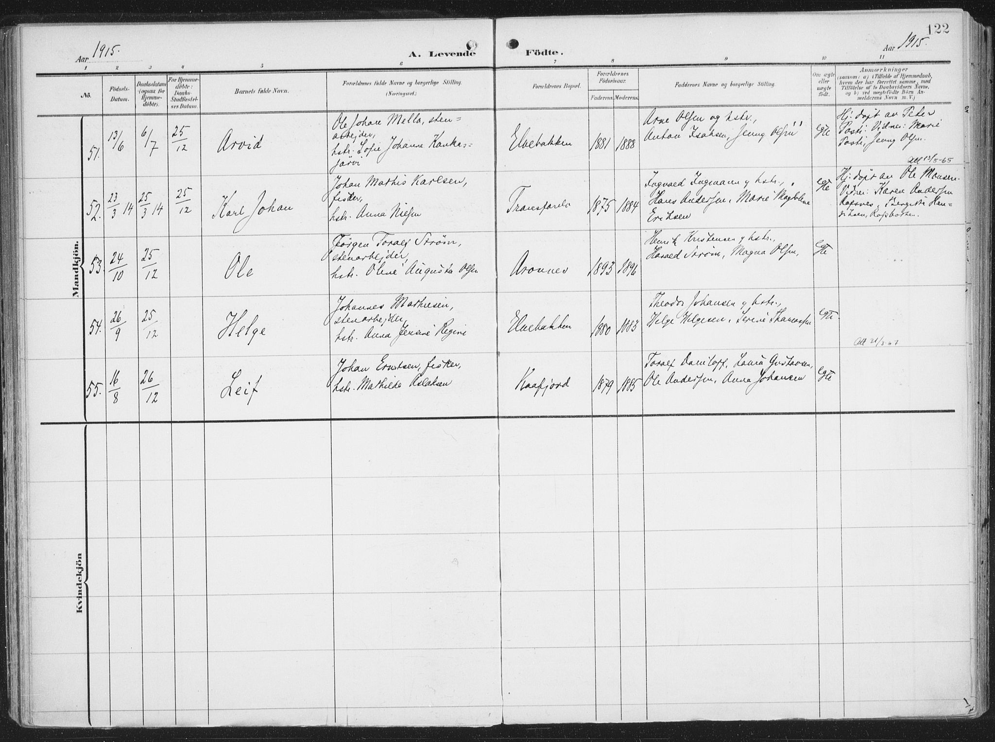 Alta sokneprestkontor, SATØ/S-1338/H/Ha/L0005.kirke: Parish register (official) no. 5, 1904-1918, p. 122