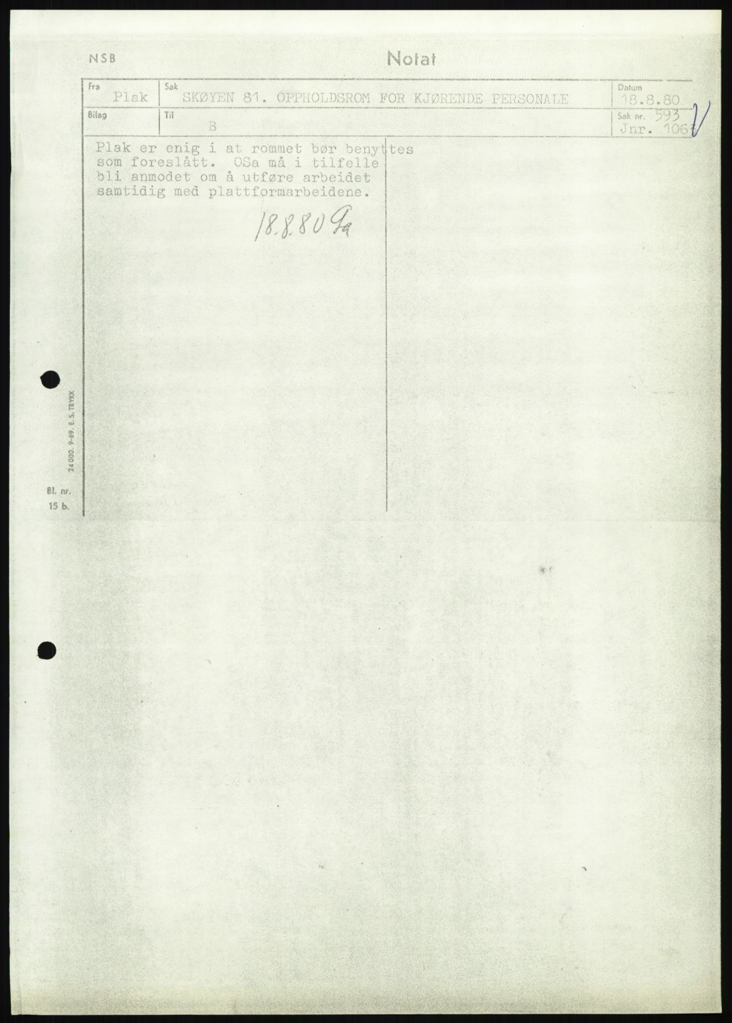 Norges statsbaner, Hovedadministrasjonen, Plankontoret for Oslo S, AV/RA-S-5410/D/L0167: Driftsbanegården. Øvrige driftsbanegårder, 1975-1987, p. 25