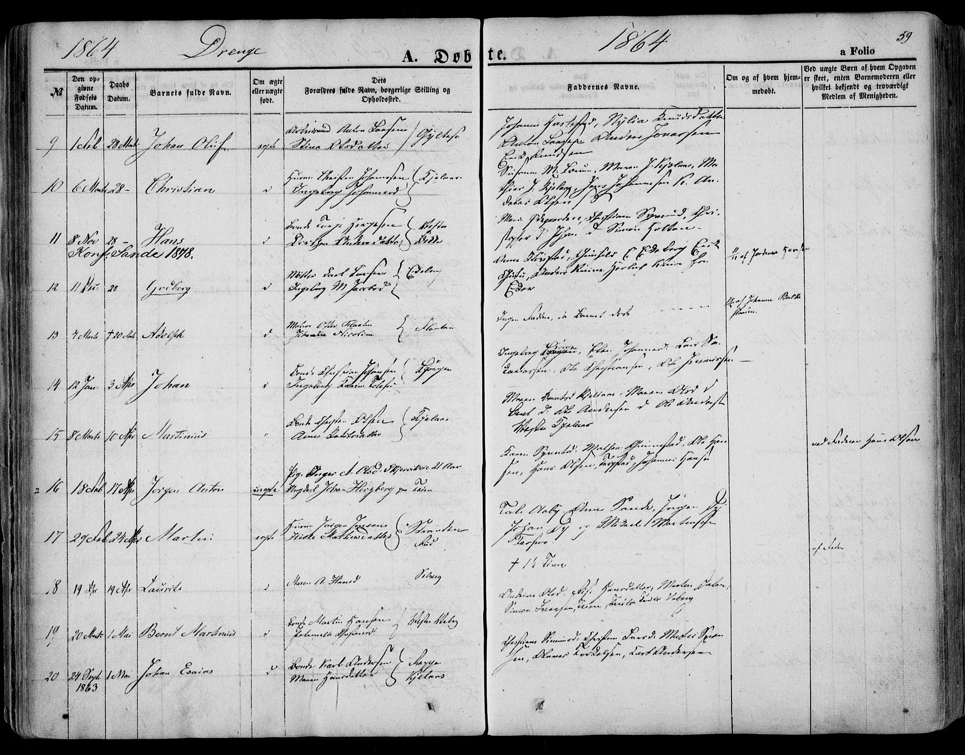 Sande Kirkebøker, AV/SAKO-A-53/F/Fa/L0004: Parish register (official) no. 4, 1847-1864, p. 59