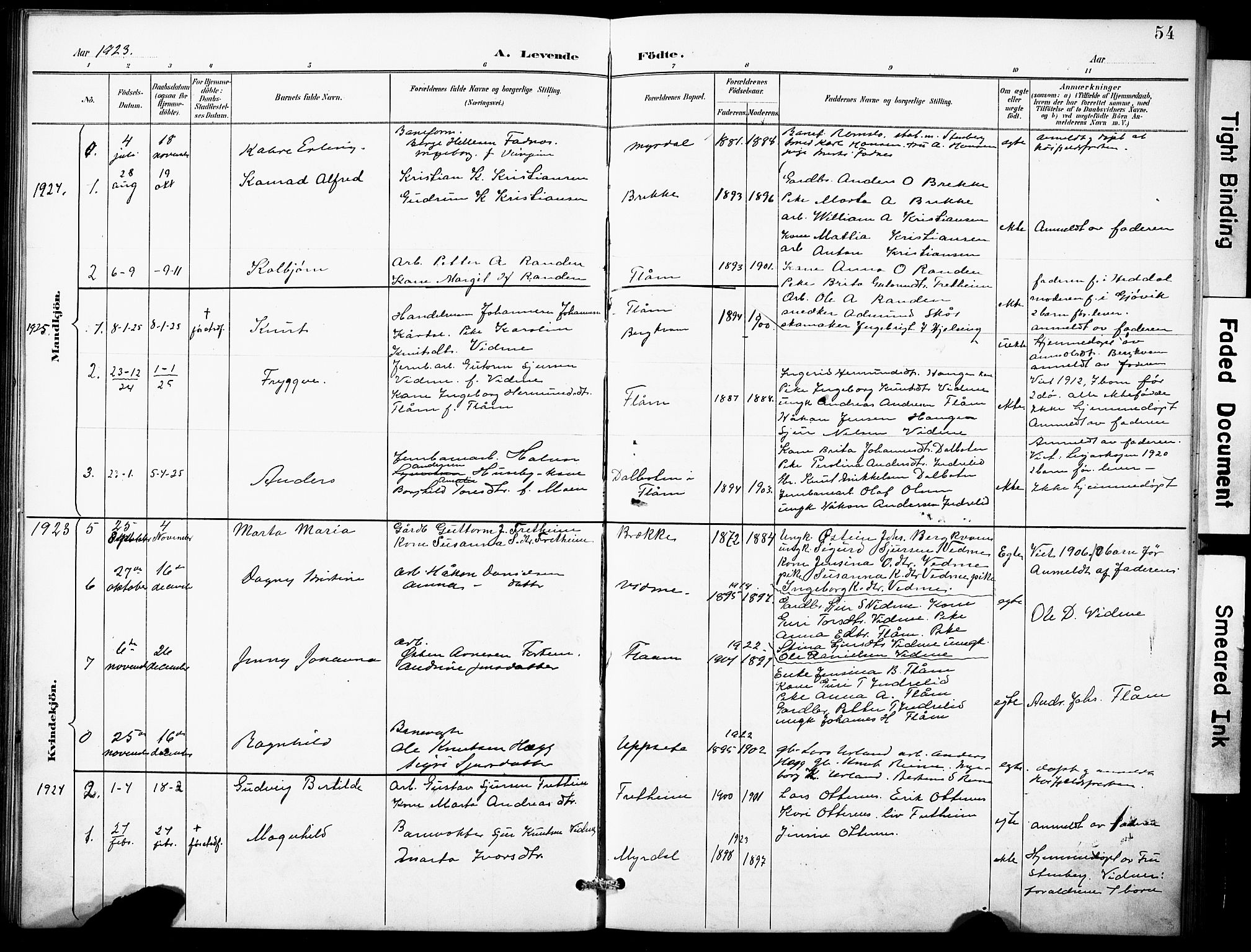 Aurland sokneprestembete, SAB/A-99937/H/Hb/Hbb/L0002: Parish register (copy) no. B 2, 1887-1929, p. 54