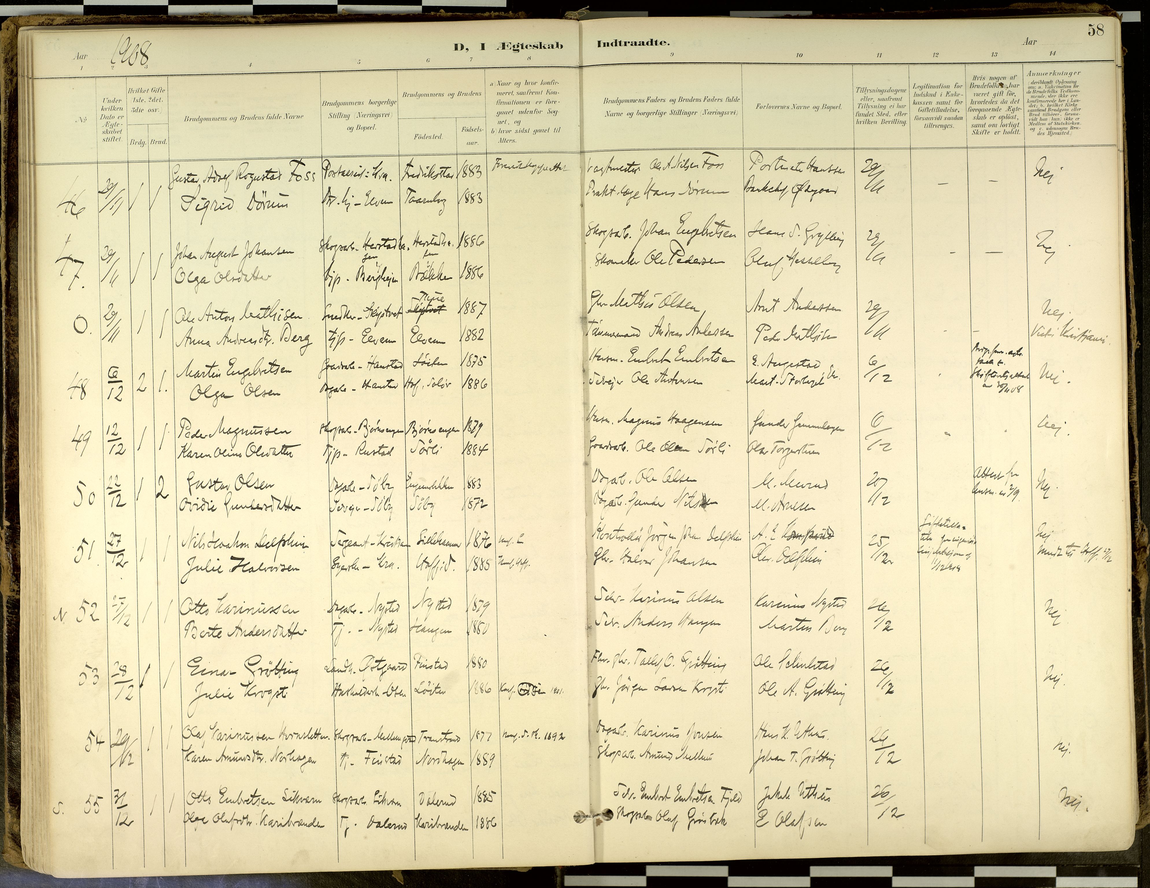 Elverum prestekontor, SAH/PREST-044/H/Ha/Haa/L0018: Parish register (official) no. 18, 1894-1914, p. 58