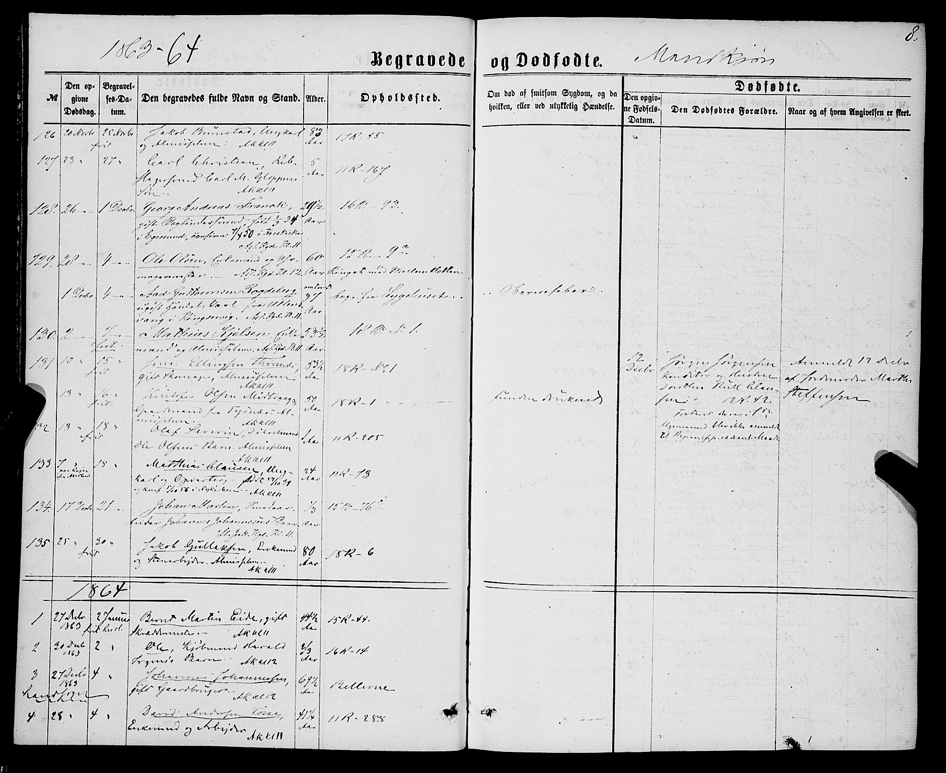 Domkirken sokneprestembete, SAB/A-74801/H/Haa/L0042: Parish register (official) no. E 3, 1863-1876, p. 8