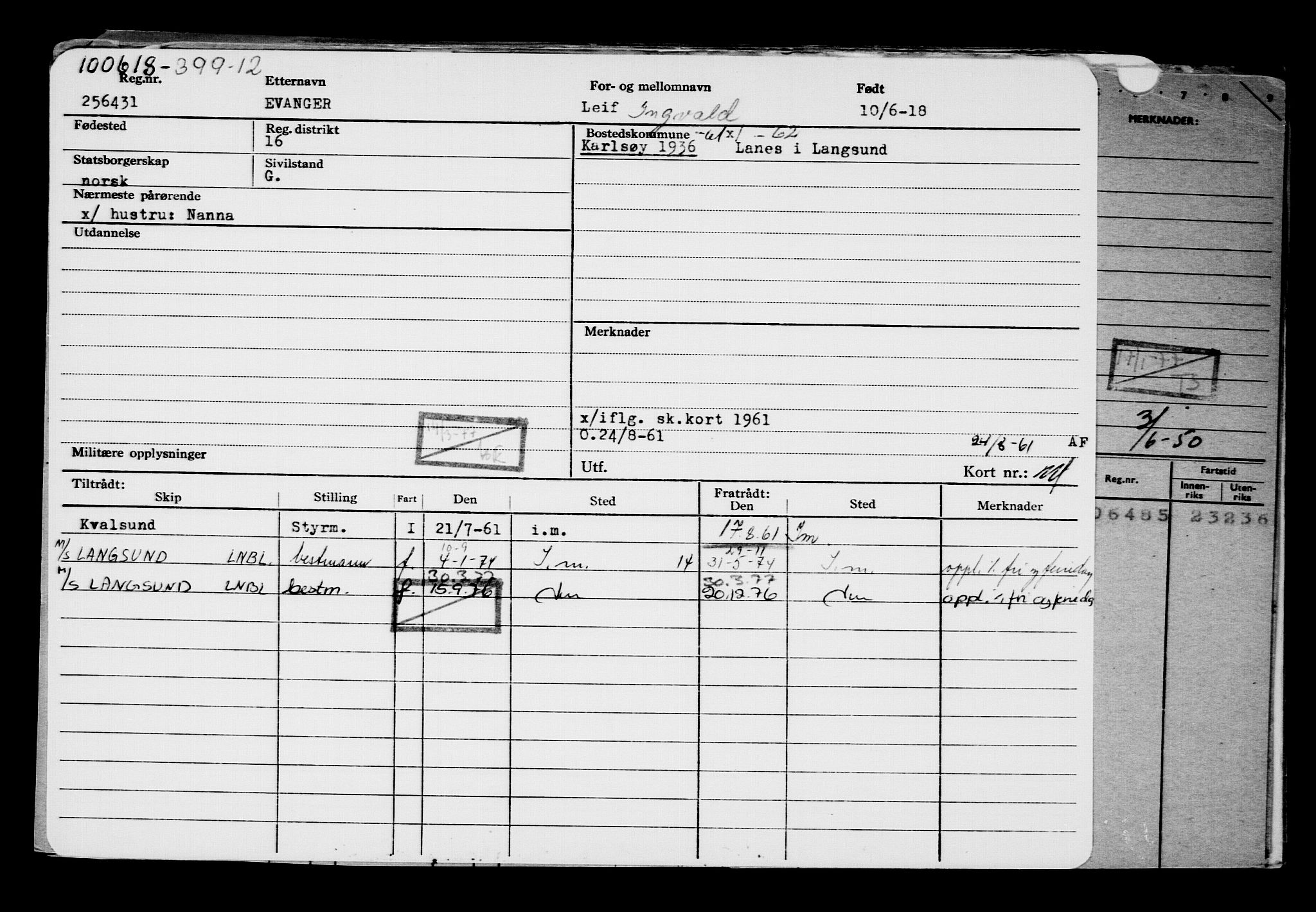 Direktoratet for sjømenn, AV/RA-S-3545/G/Gb/L0159: Hovedkort, 1918, p. 197