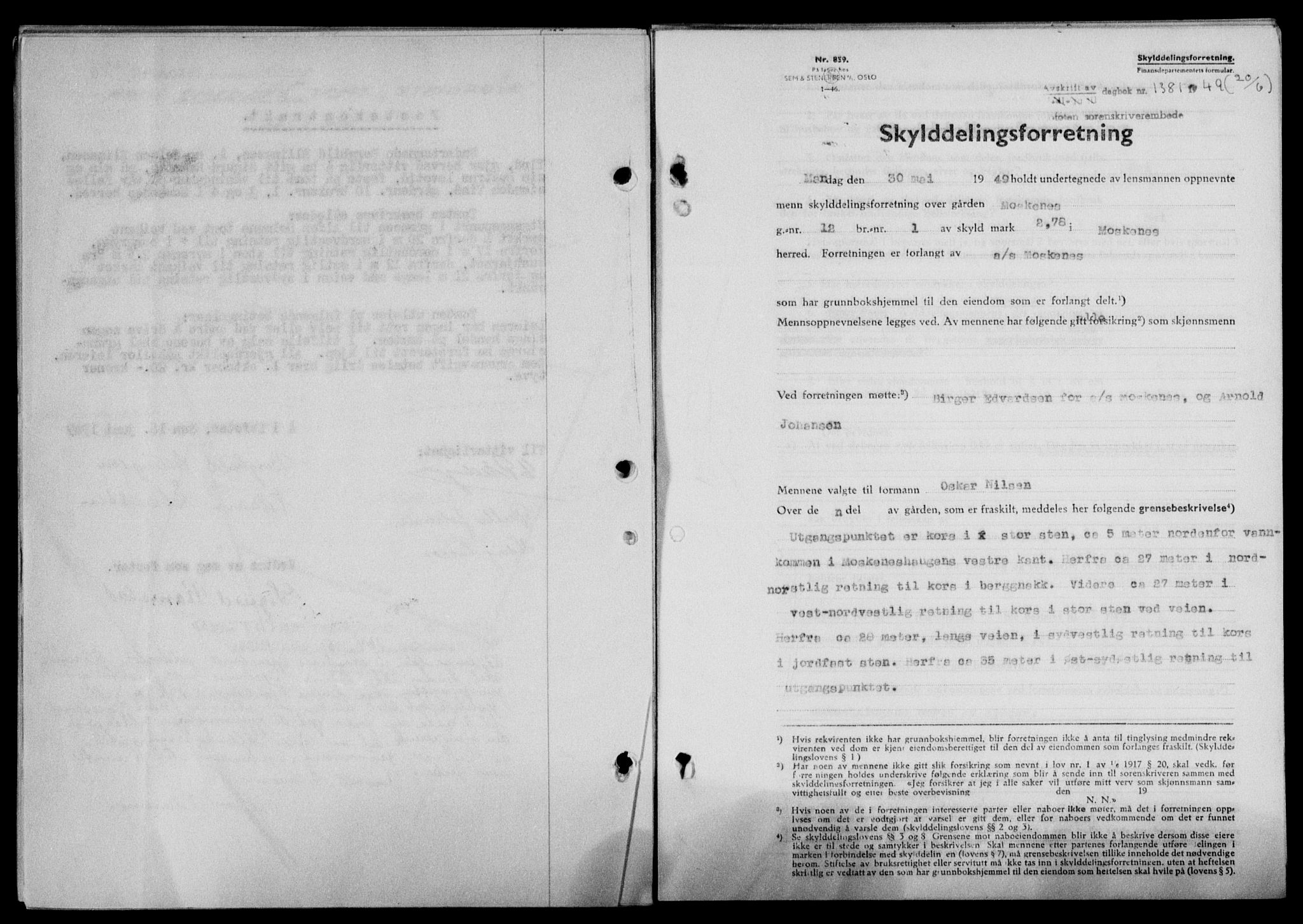Lofoten sorenskriveri, SAT/A-0017/1/2/2C/L0021a: Mortgage book no. 21a, 1949-1949, Diary no: : 1381/1949