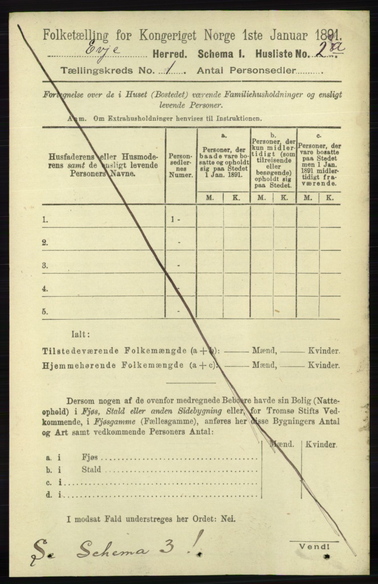 RA, 1891 census for 0937 Evje, 1891, p. 16