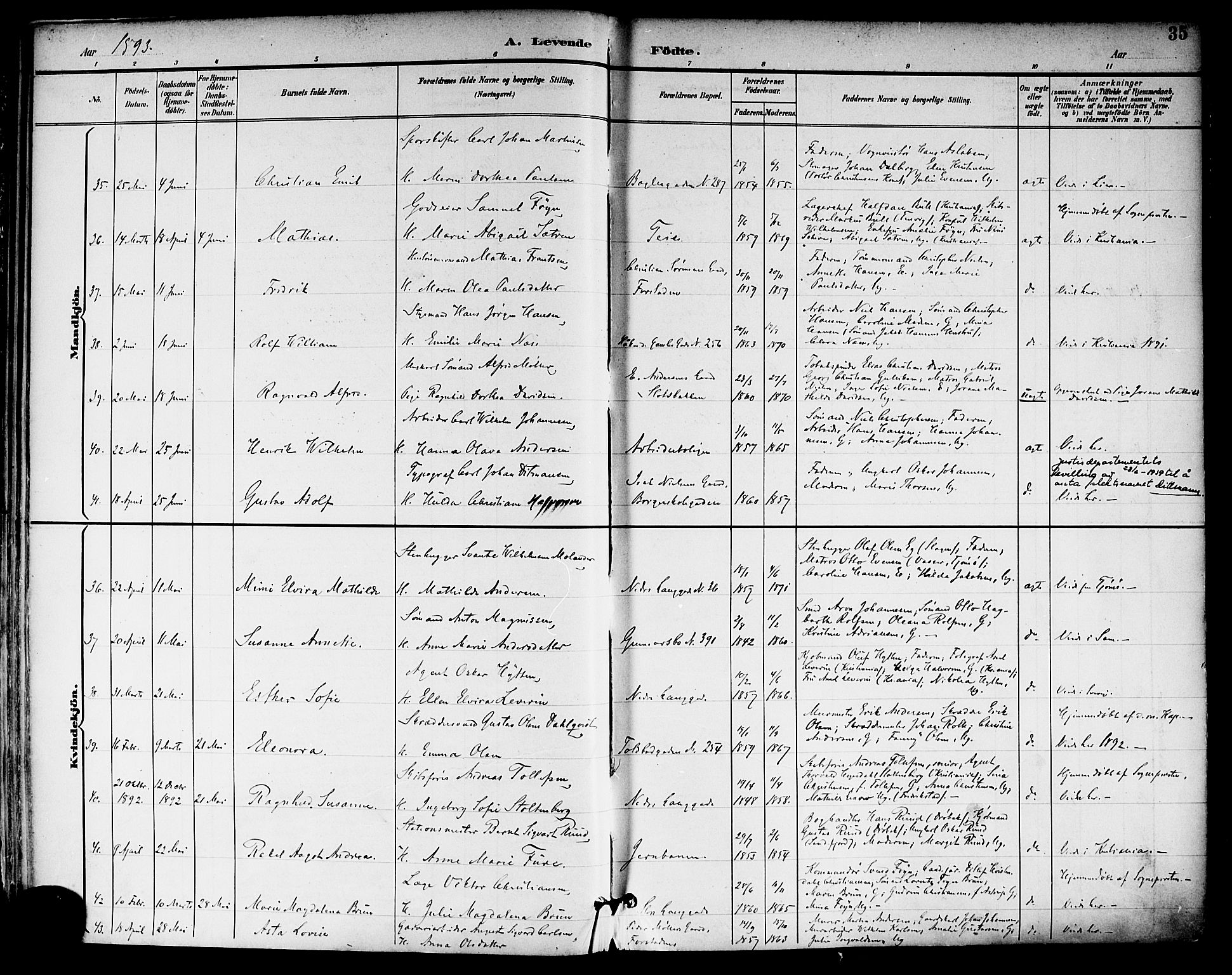 Tønsberg kirkebøker, SAKO/A-330/F/Fa/L0012: Parish register (official) no. I 12, 1891-1899, p. 35