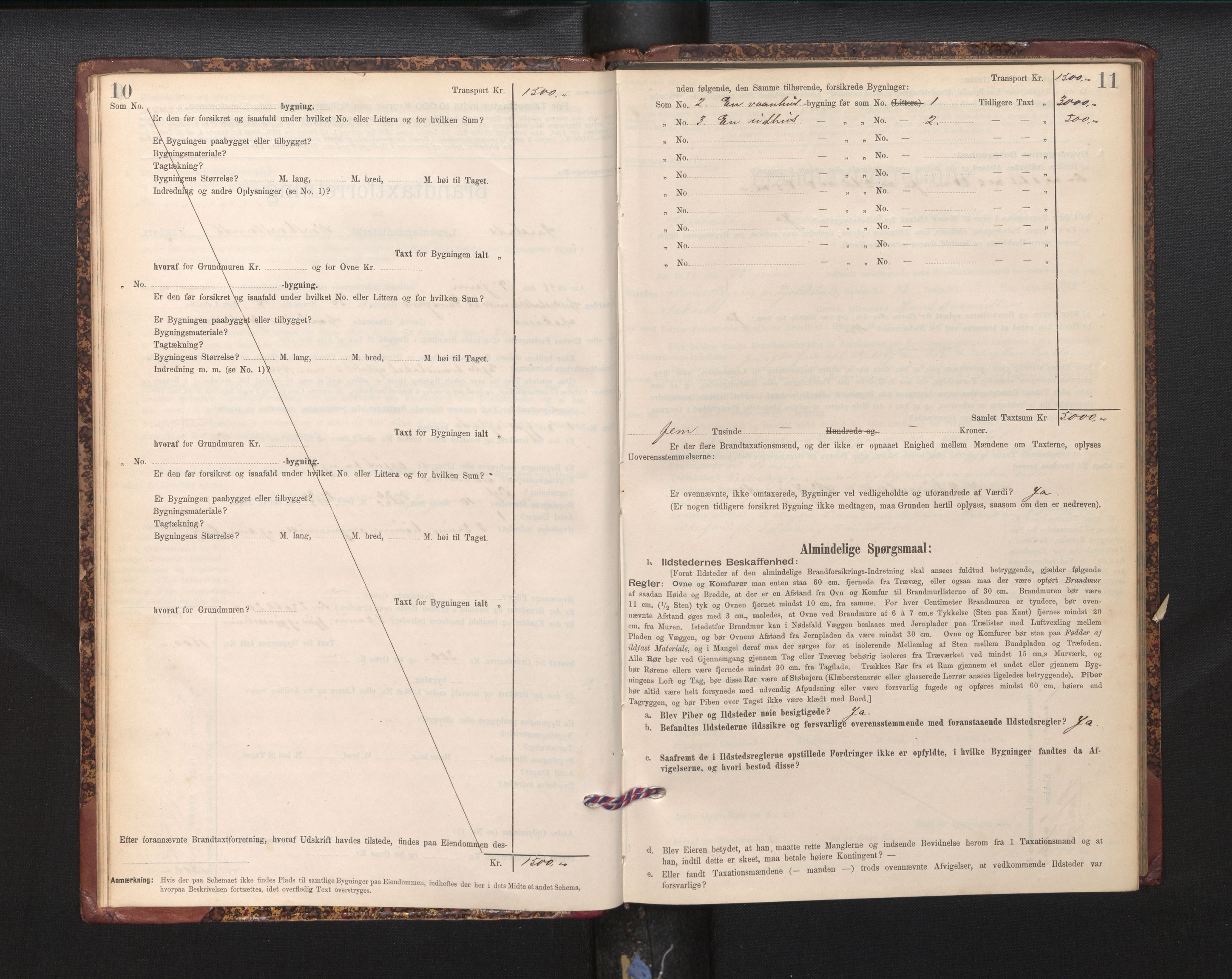 Lensmannen i Årstad, AV/SAB-A-36201/0012/L0012: Branntakstprotokoll,skjematakst, 1898-1906, p. 10-11