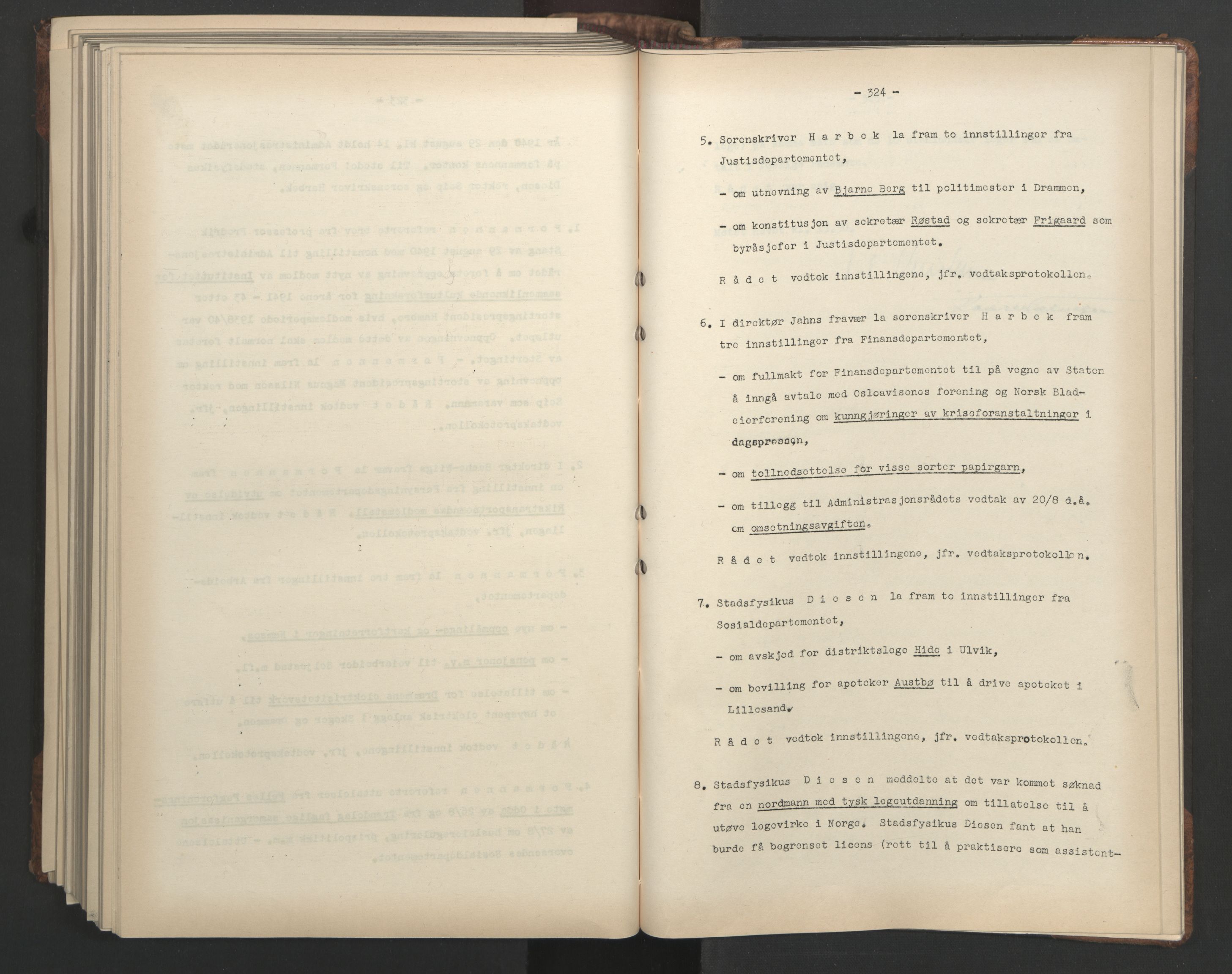Administrasjonsrådet, AV/RA-S-1004/A/L0001: Møteprotokoll med tillegg 15/4-25/9, 1940, p. 324