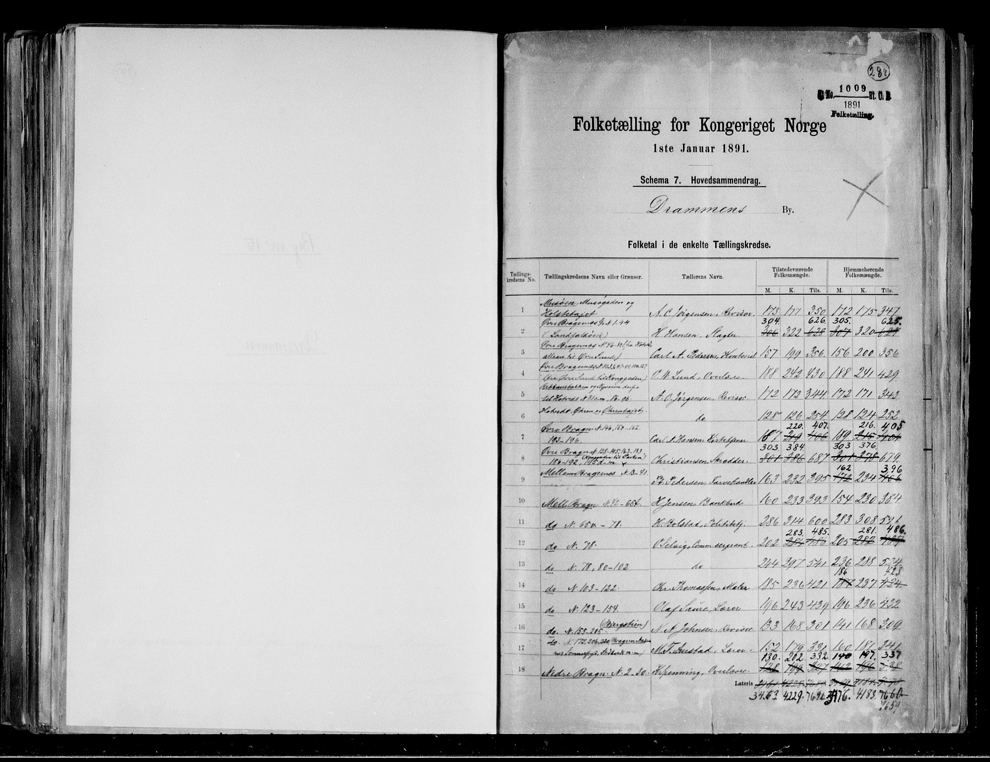 RA, 1891 census for 0602 Drammen, 1891, p. 2