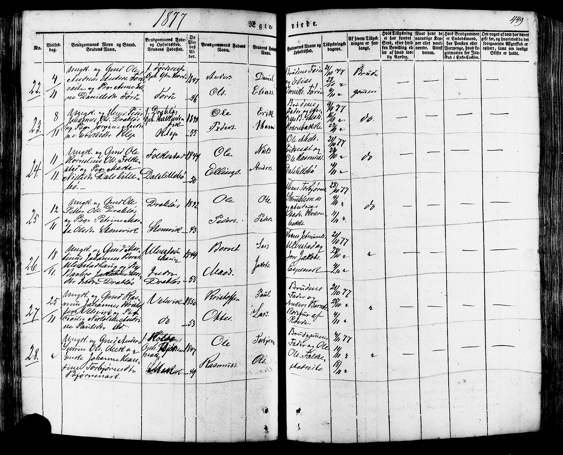 Ministerialprotokoller, klokkerbøker og fødselsregistre - Møre og Romsdal, SAT/A-1454/511/L0140: Parish register (official) no. 511A07, 1851-1878, p. 449