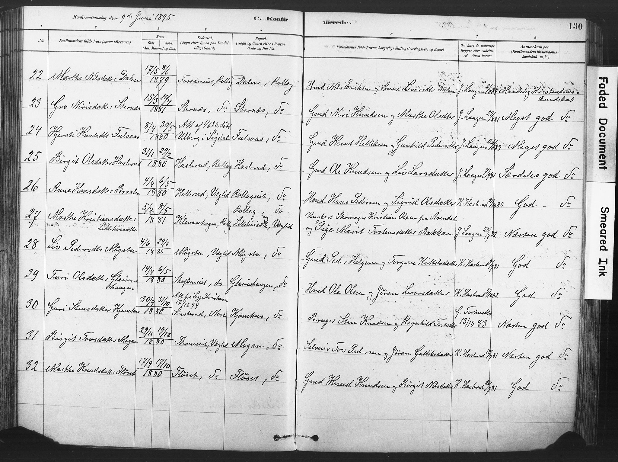 Rollag kirkebøker, AV/SAKO-A-240/F/Fa/L0011: Parish register (official) no. I 11, 1878-1902, p. 130