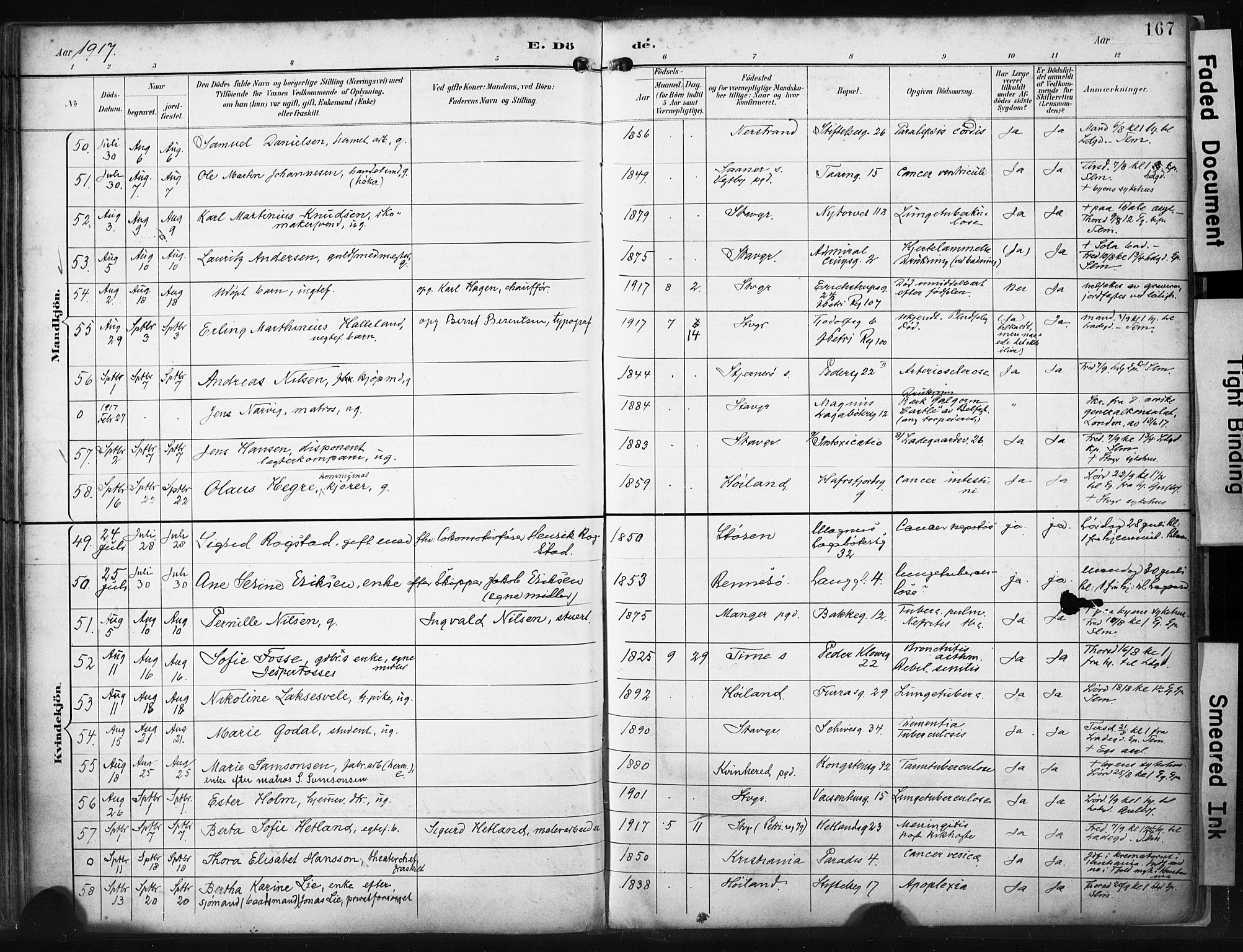 St. Petri sokneprestkontor, AV/SAST-A-101813/001/30/30BA/L0022: Parish register (official) no. A 22, 1895-1919, p. 167