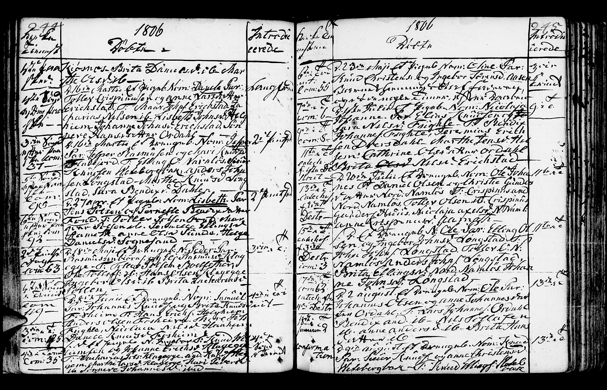 Jølster sokneprestembete, AV/SAB-A-80701/H/Haa/Haaa/L0006: Parish register (official) no. A 6, 1790-1821, p. 244-245