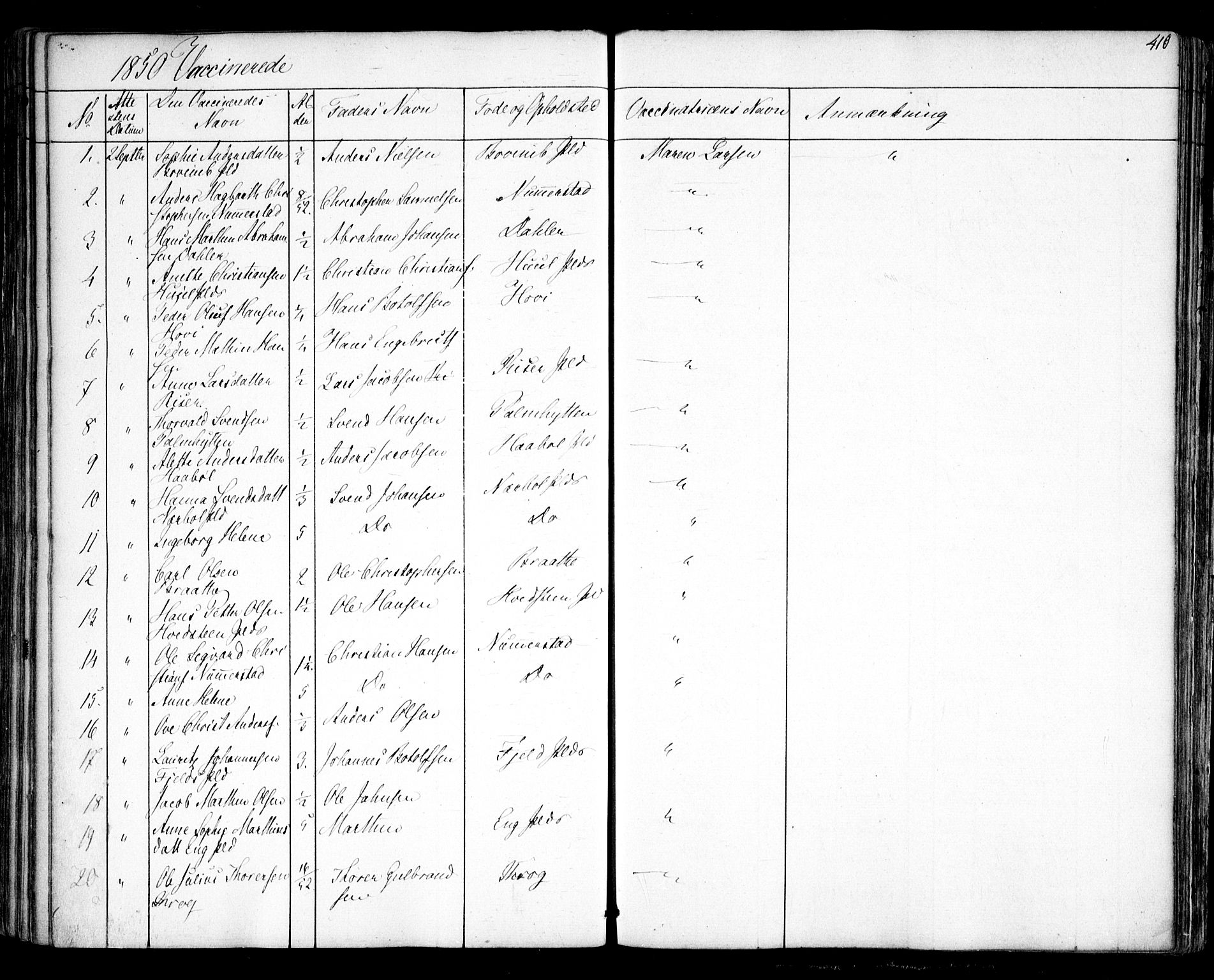 Hobøl prestekontor Kirkebøker, AV/SAO-A-2002/F/Fa/L0003: Parish register (official) no. I 3, 1842-1864, p. 410