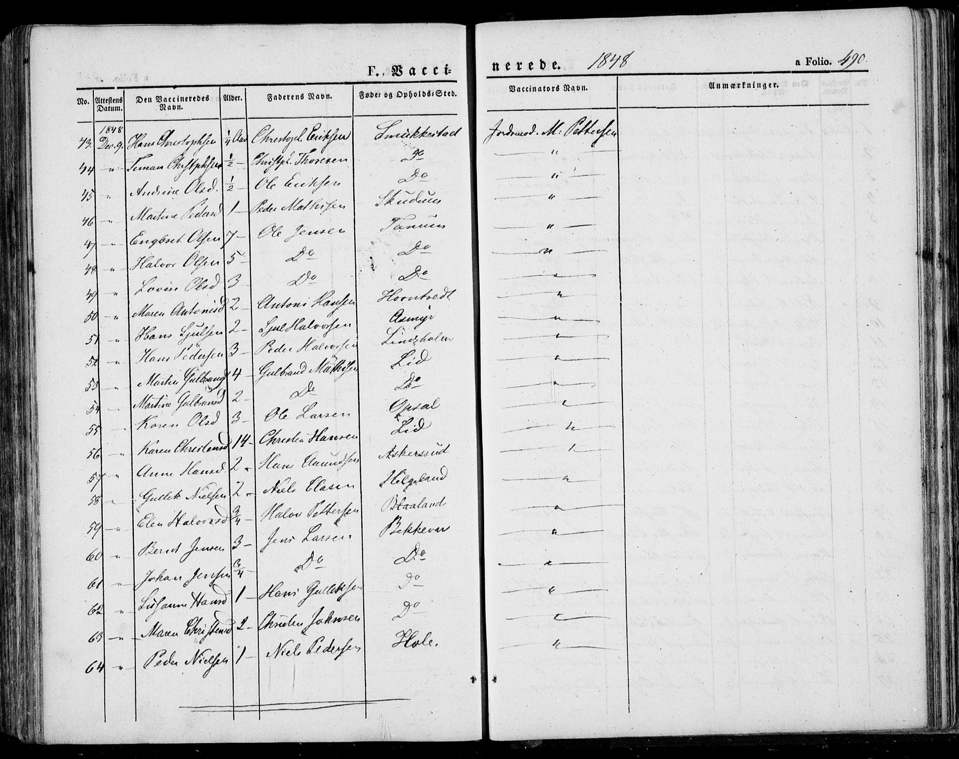 Lardal kirkebøker, AV/SAKO-A-350/F/Fa/L0006: Parish register (official) no. I 6, 1835-1860, p. 490