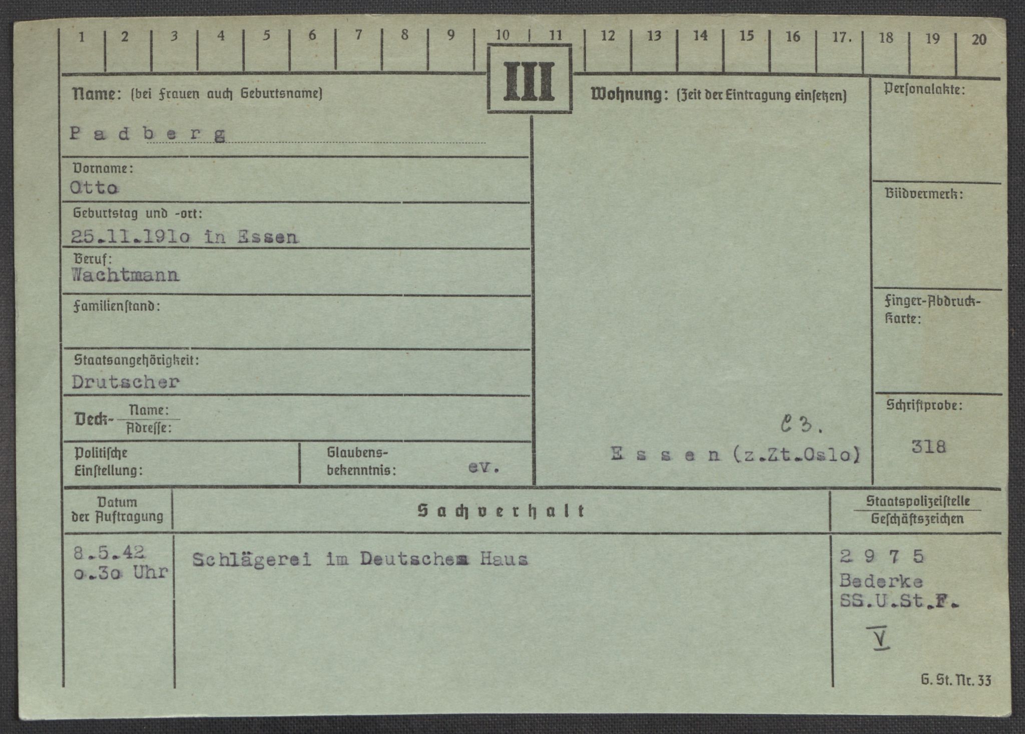 Befehlshaber der Sicherheitspolizei und des SD, RA/RAFA-5969/E/Ea/Eaa/L0008: Register over norske fanger i Møllergata 19: Oelze-Ru, 1940-1945, p. 538