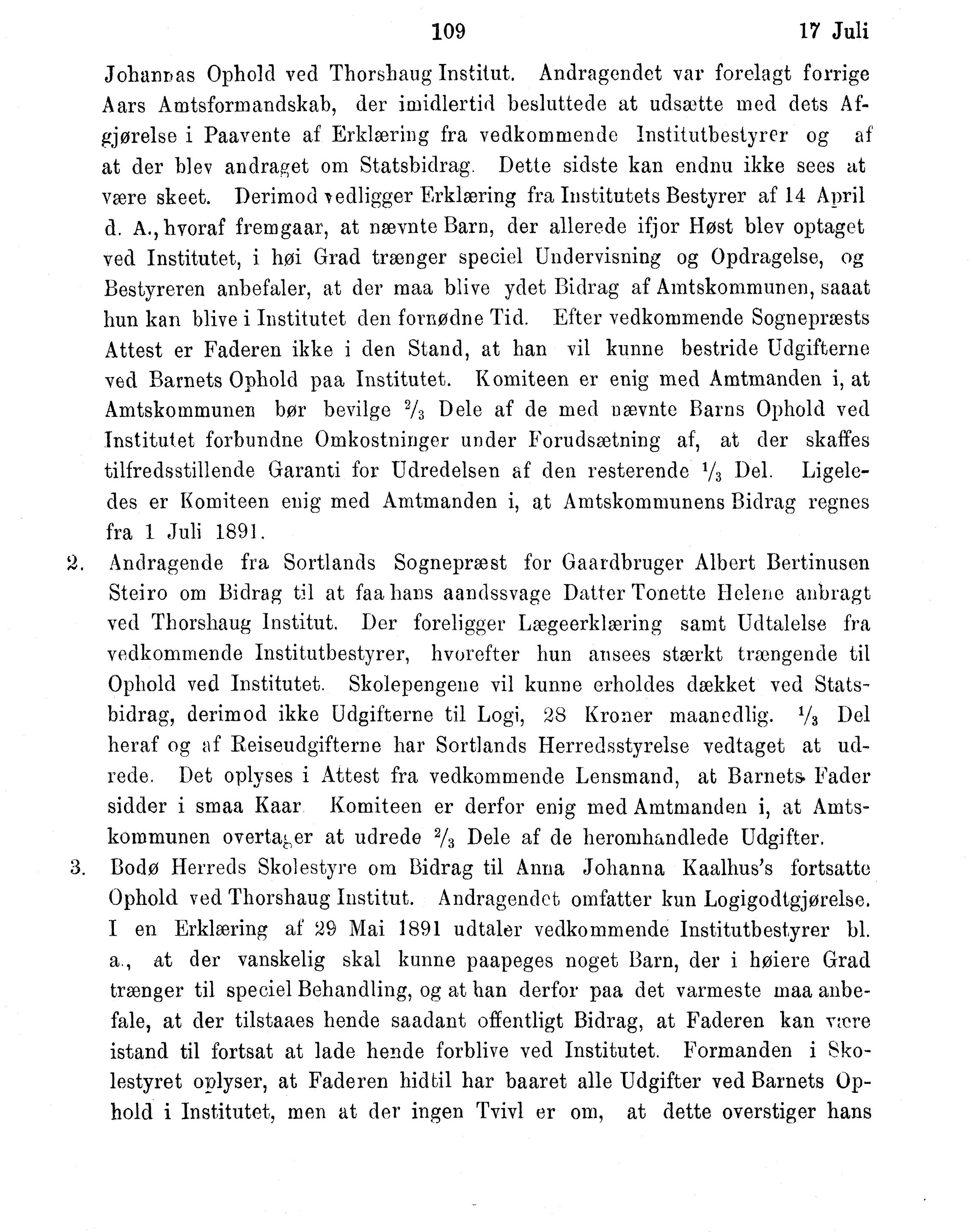 Nordland Fylkeskommune. Fylkestinget, AIN/NFK-17/176/A/Ac/L0016: Fylkestingsforhandlinger 1891-1893, 1891-1893