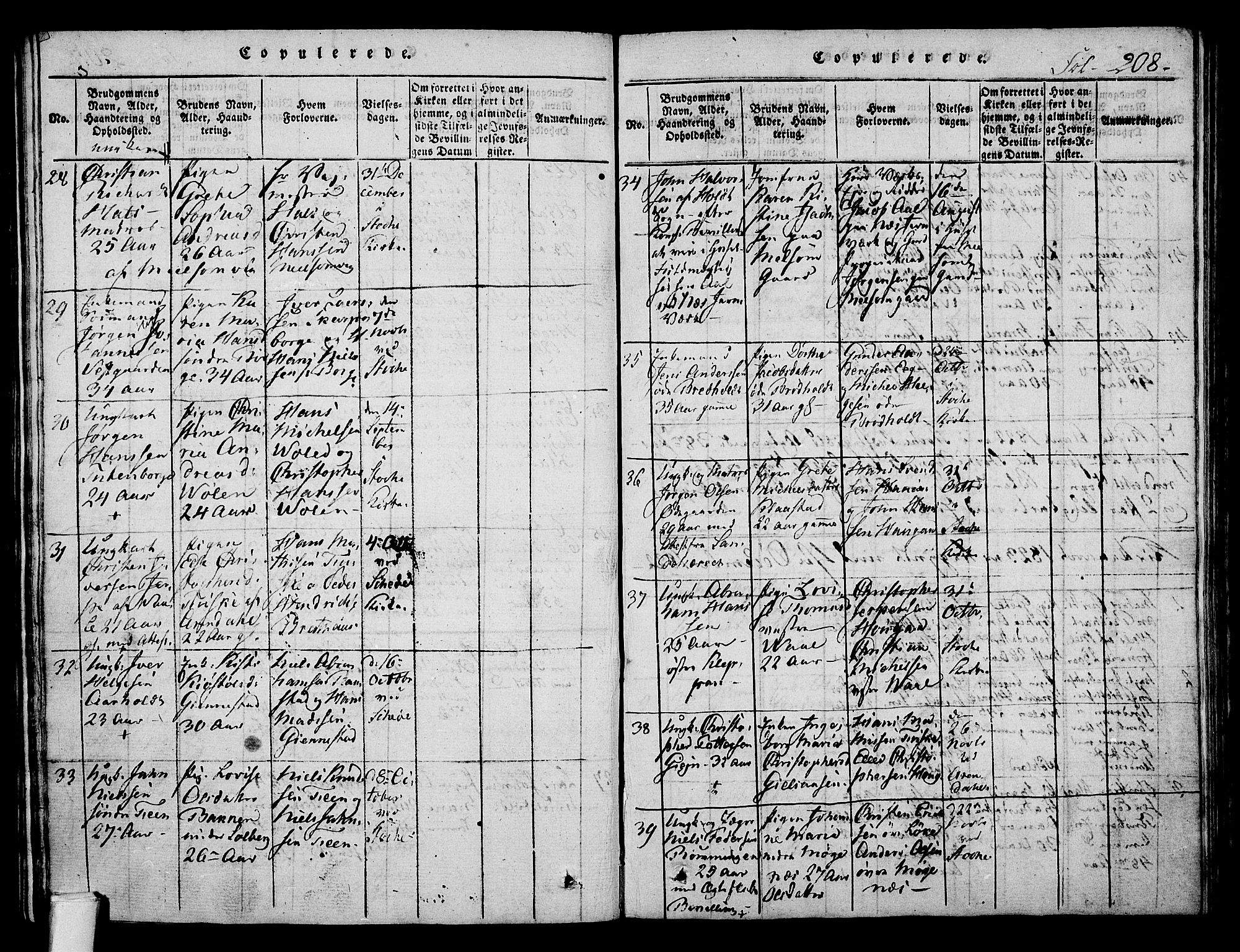 Stokke kirkebøker, SAKO/A-320/F/Fa/L0005: Parish register (official) no. I 5, 1815-1826, p. 208